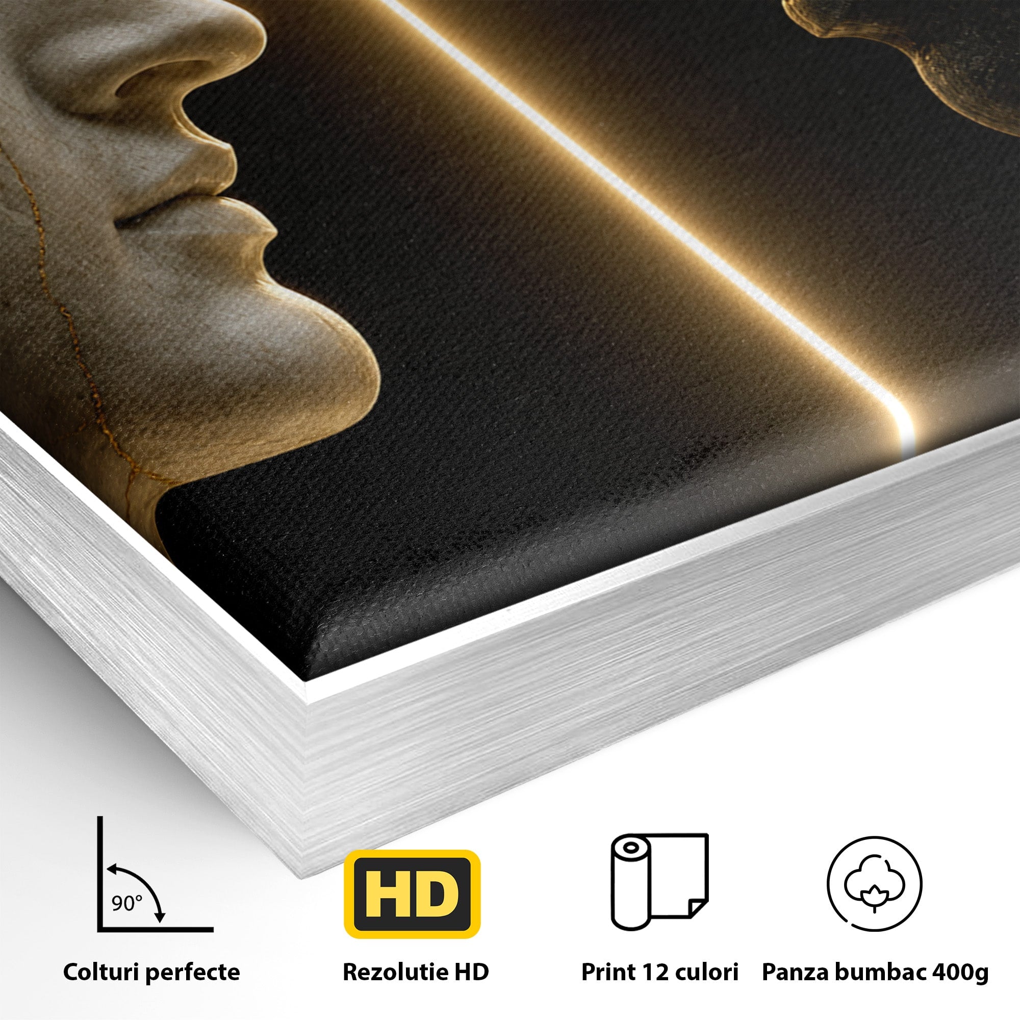 Tablou Canvas Premium LuxCanva® T1010, Confruntarea Statuilor, Statuie, Confruntare, Abstract, Arta Clasica, Dormitor, Culori Vibrante
