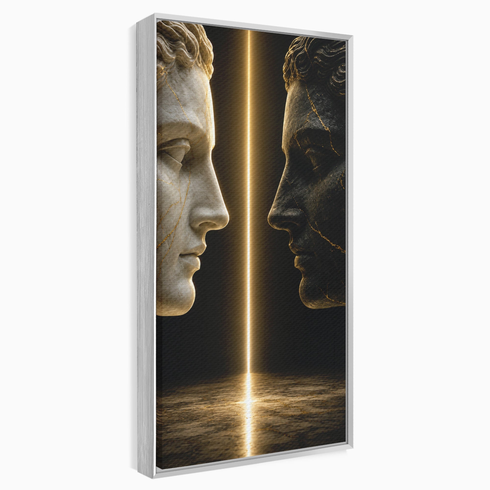 Tablou Canvas Premium LuxCanva® T1010, Confruntarea Statuilor, Statuie, Confruntare, Abstract, Arta Clasica, Dormitor, Culori Vibrante