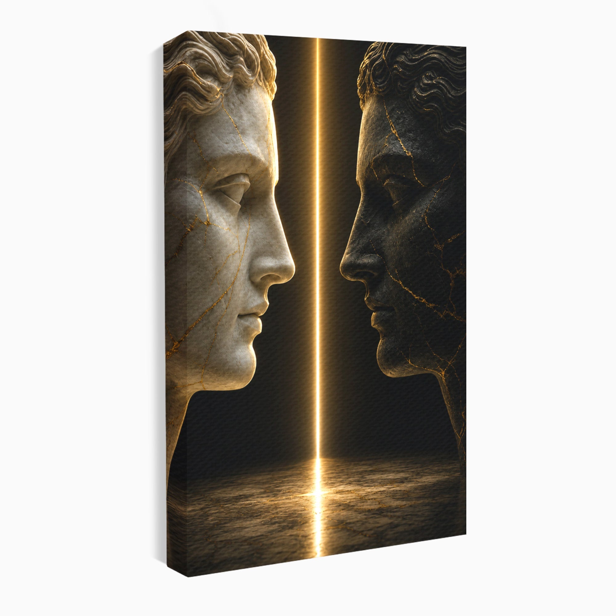 Tablou Canvas Premium LuxCanva® T1010, Confruntarea Statuilor, Statuie, Confruntare, Abstract, Arta Clasica, Dormitor, Culori Vibrante