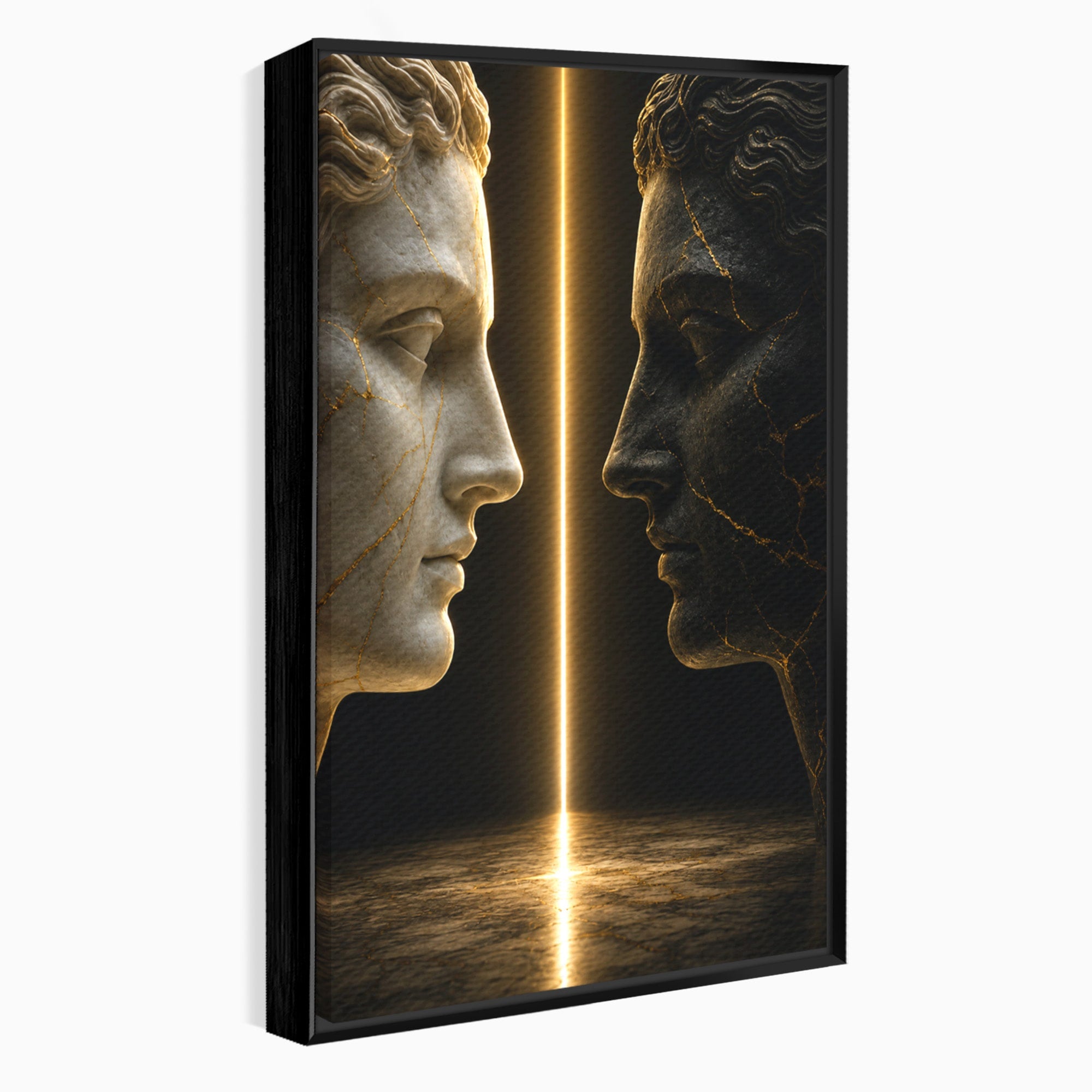 Tablou Canvas Premium LuxCanva® T1010, Confruntarea Statuilor, Statuie, Confruntare, Abstract, Arta Clasica, Dormitor, Culori Vibrante