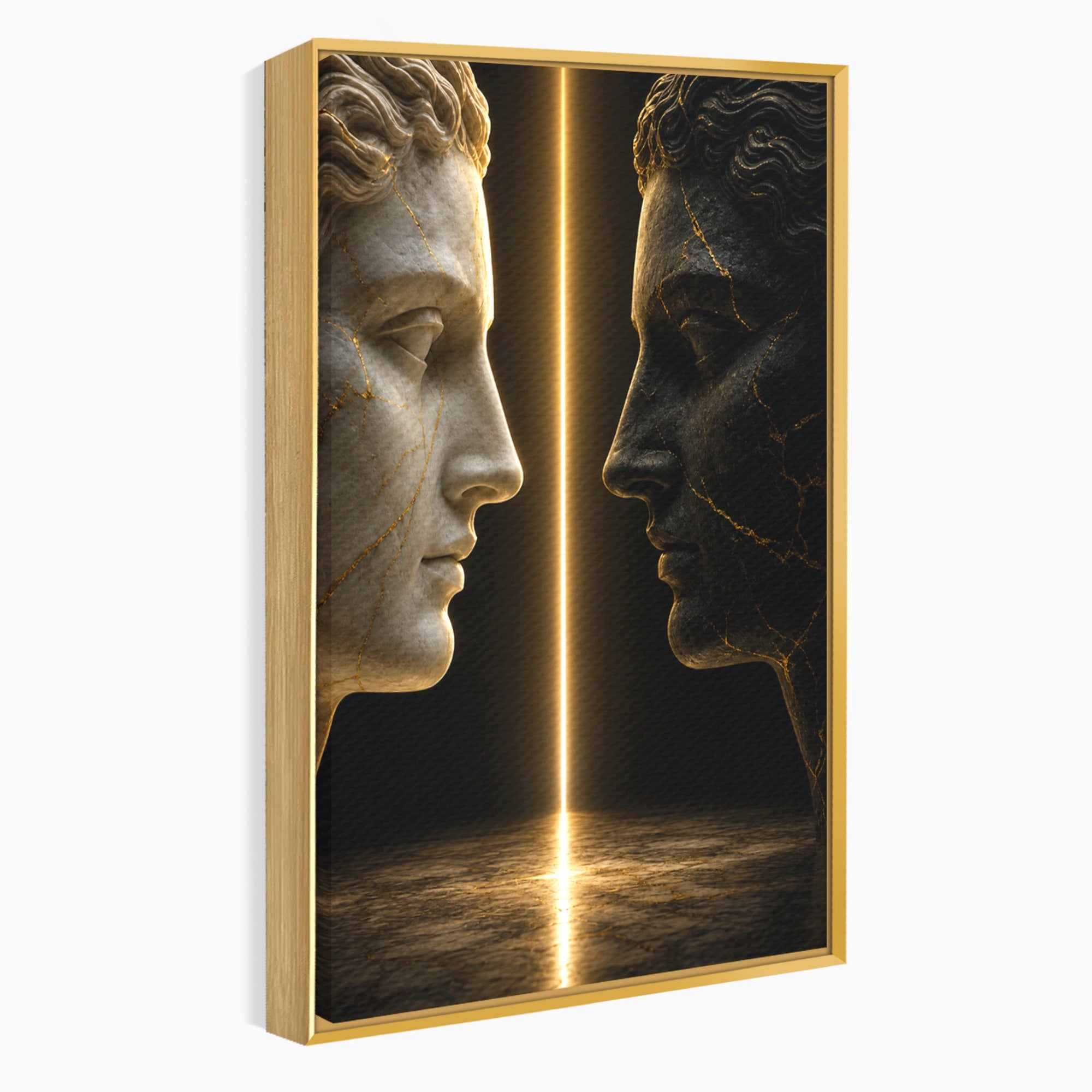 Tablou Canvas Premium LuxCanva® T1010, Confruntarea Statuilor, Statuie, Confruntare, Abstract, Arta Clasica, Dormitor, Culori Vibrante