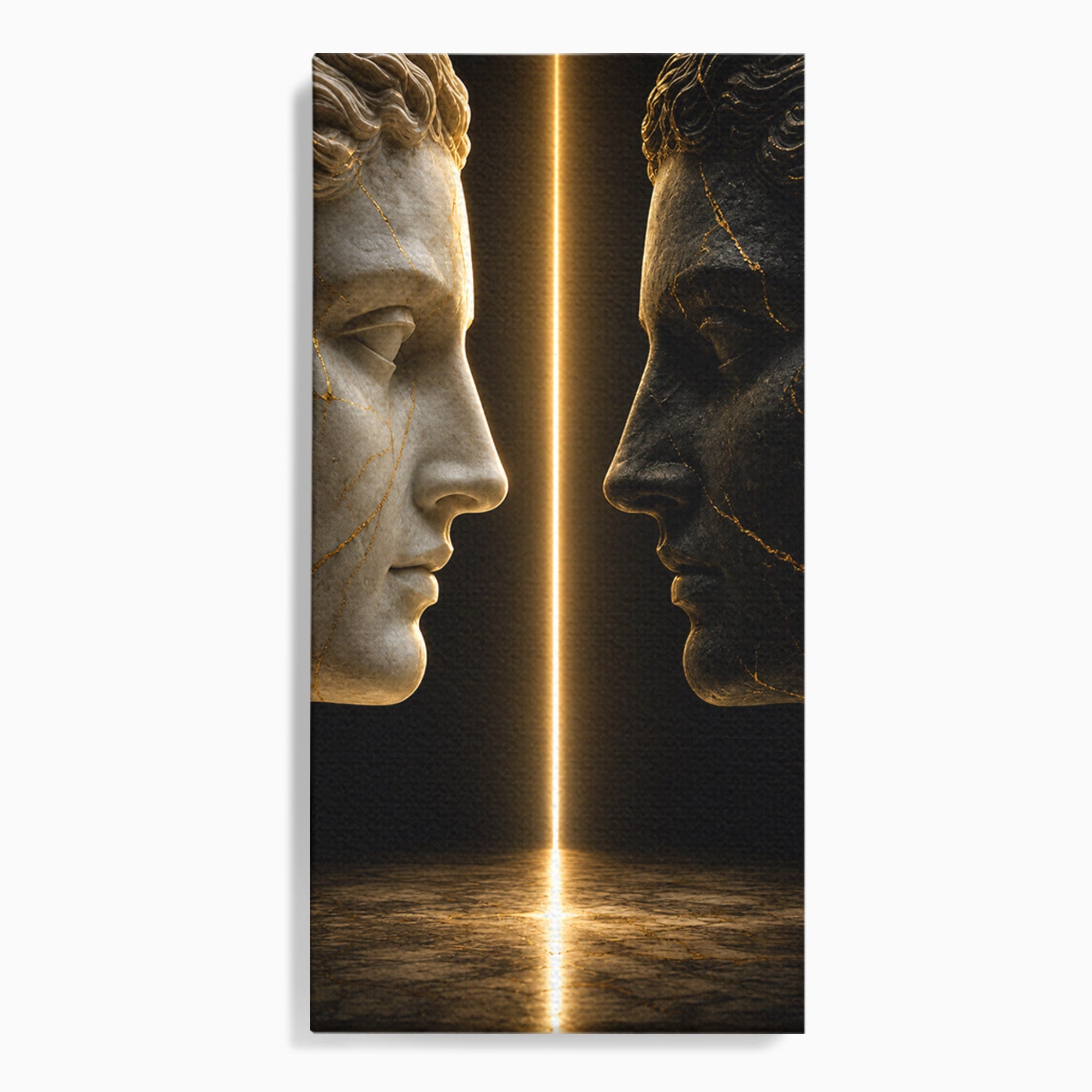 Tablou Canvas Premium LuxCanva® T1010, Confruntarea Statuilor, Statuie, Confruntare, Abstract, Arta Clasica, Dormitor, Culori Vibrante