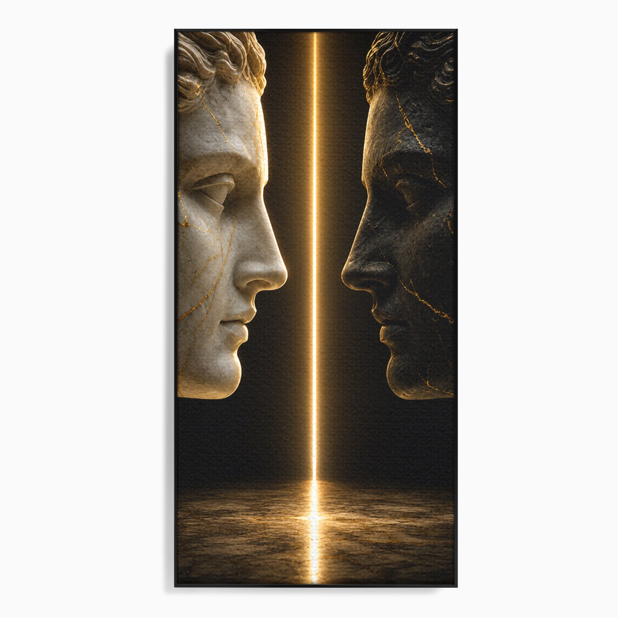 Tablou Canvas Premium LuxCanva® T1010, Confruntarea Statuilor, Statuie, Confruntare, Abstract, Arta Clasica, Dormitor, Culori Vibrante