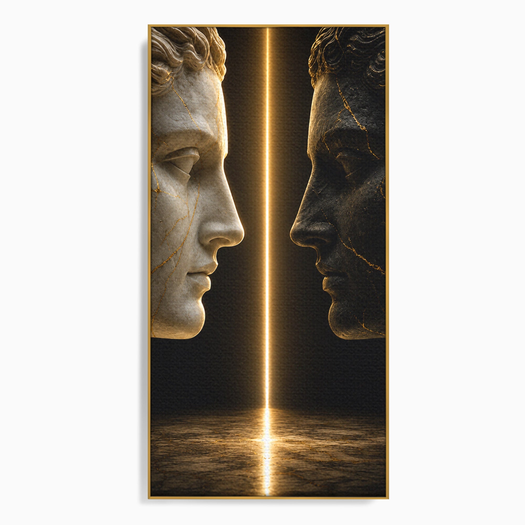 Tablou Canvas Premium LuxCanva® T1010, Confruntarea Statuilor, Statuie, Confruntare, Abstract, Arta Clasica, Dormitor, Culori Vibrante
