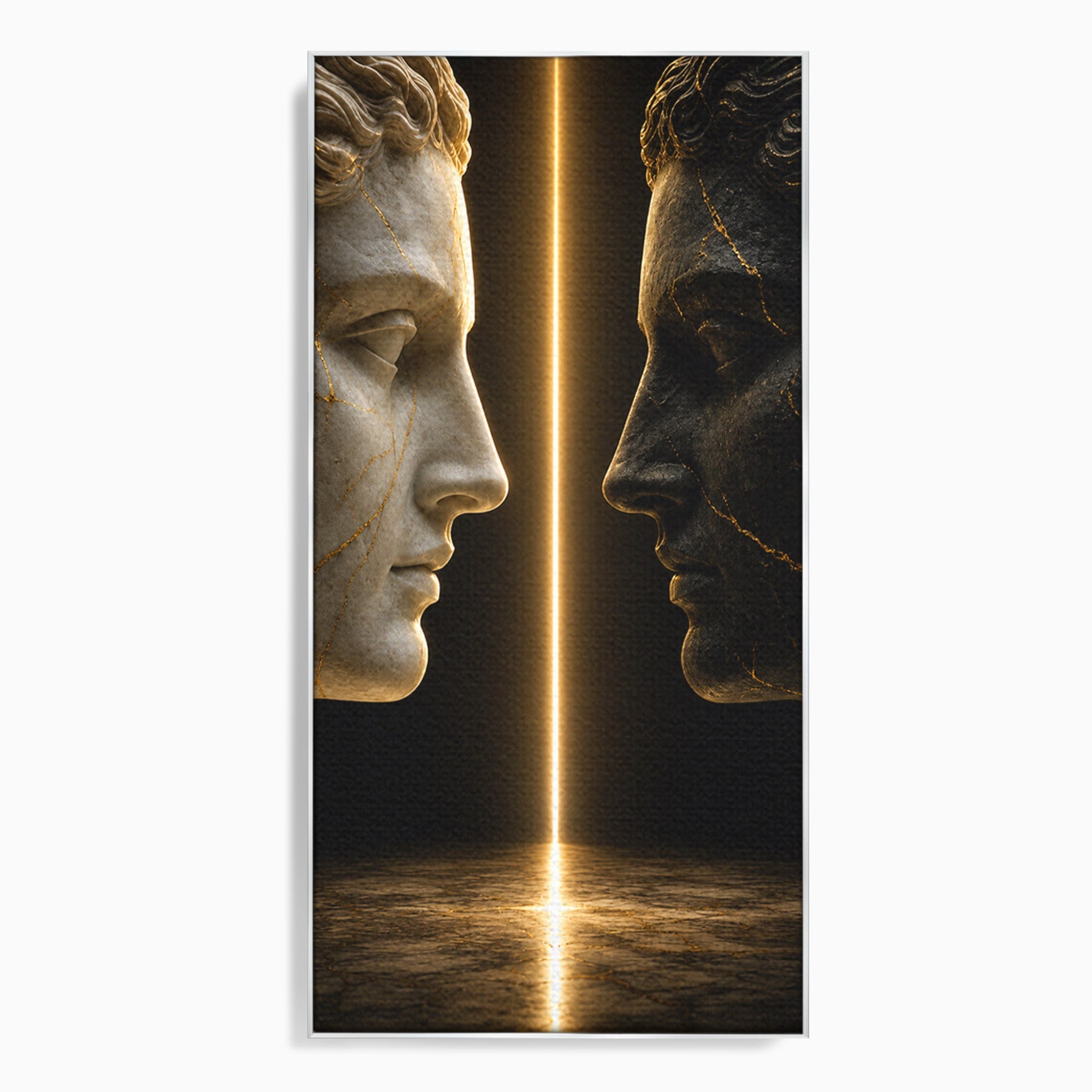 Tablou Canvas Premium LuxCanva® T1010, Confruntarea Statuilor, Statuie, Confruntare, Abstract, Arta Clasica, Dormitor, Culori Vibrante