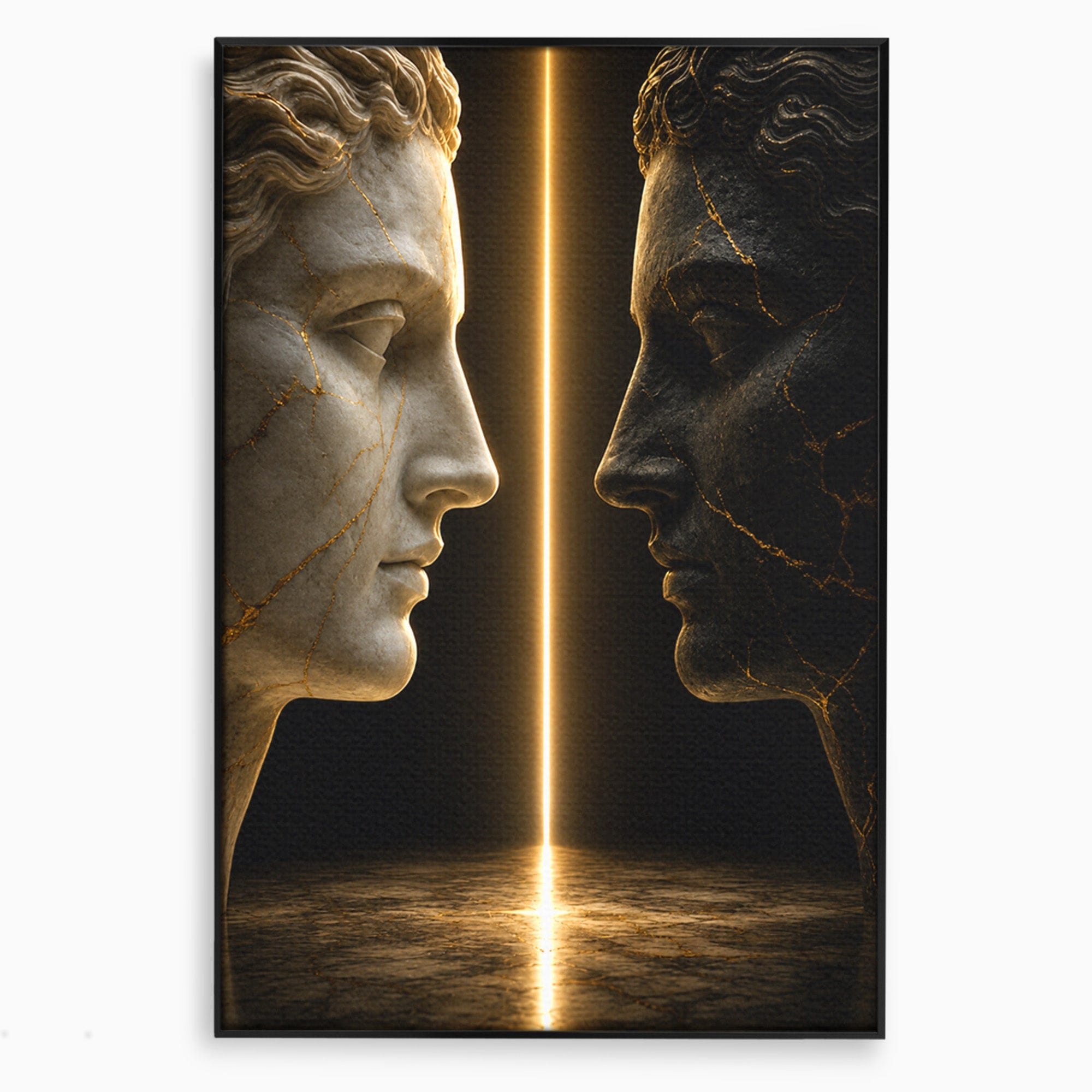 Tablou Canvas Premium LuxCanva® T1010, Confruntarea Statuilor, Statuie, Confruntare, Abstract, Arta Clasica, Dormitor, Culori Vibrante