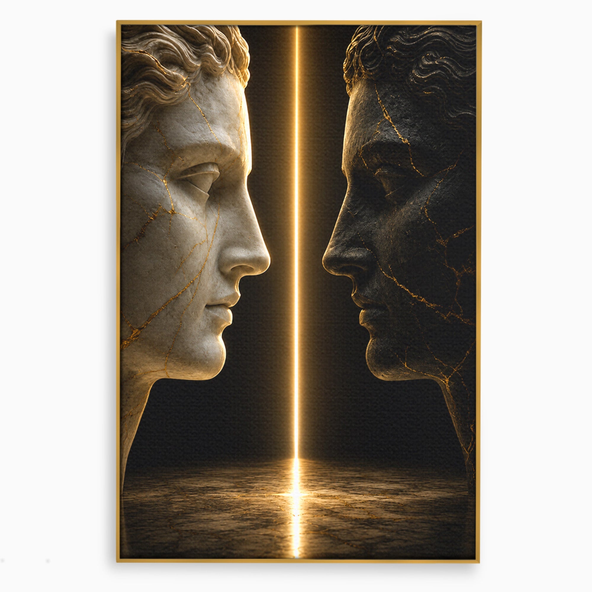 Tablou Canvas Premium LuxCanva® T1010, Confruntarea Statuilor, Statuie, Confruntare, Abstract, Arta Clasica, Dormitor, Culori Vibrante