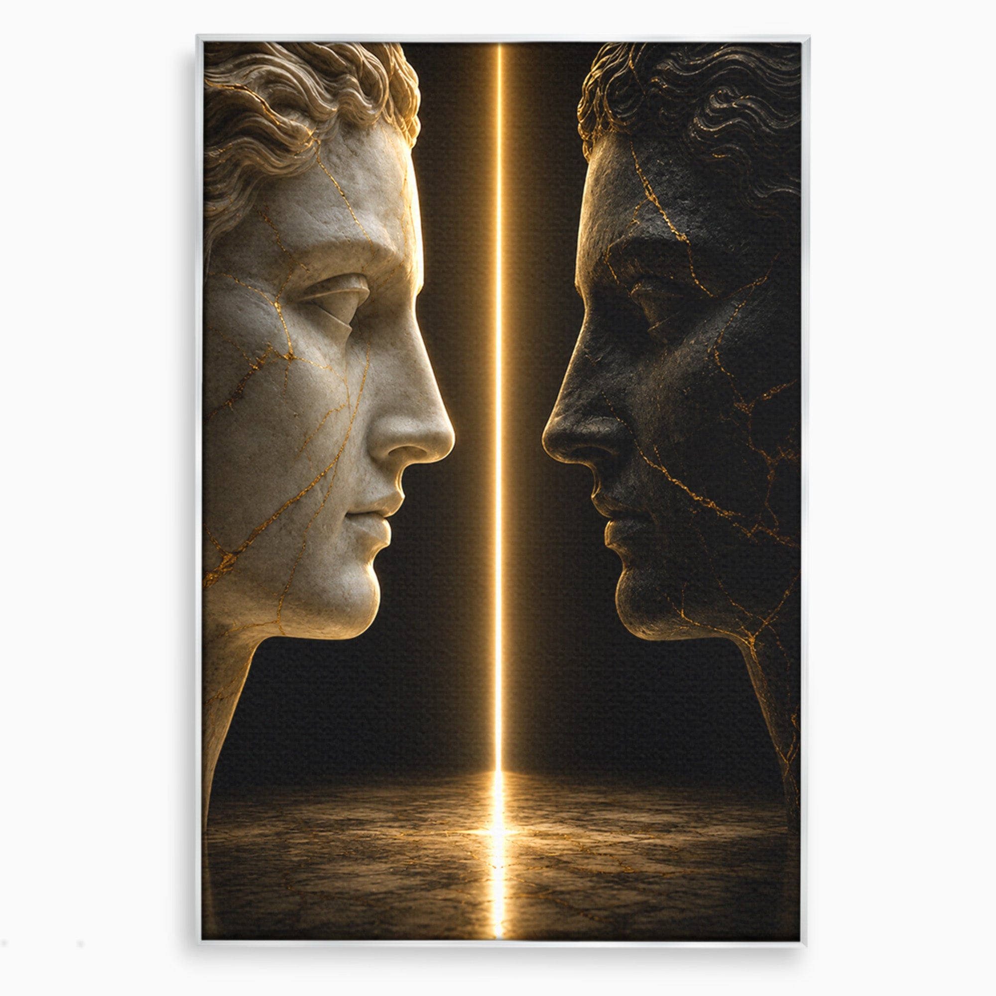 Tablou Canvas Premium LuxCanva® T1010, Confruntarea Statuilor, Statuie, Confruntare, Abstract, Arta Clasica, Dormitor, Culori Vibrante