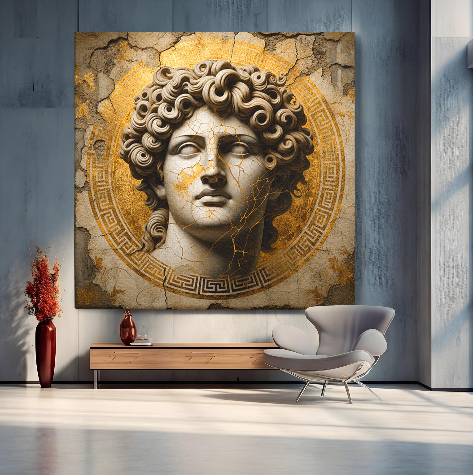 Tablou Canvas Premium LuxCanva® T1011, Bustul Antic, Bust, Antic, Arta Clasica, Textura, Birou, Living, Culori Vibrante