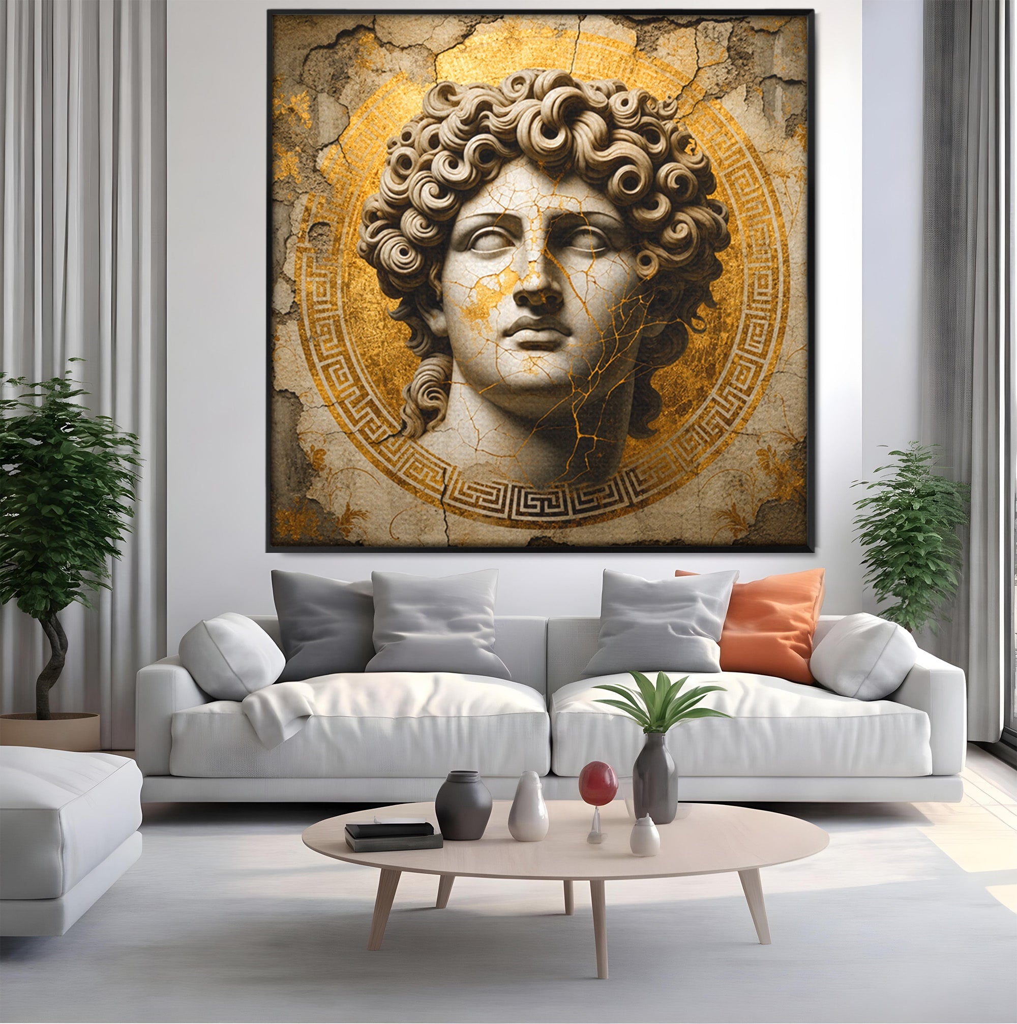 Tablou Canvas Premium LuxCanva® T1011, Bustul Antic, Bust, Antic, Arta Clasica, Textura, Birou, Living, Culori Vibrante