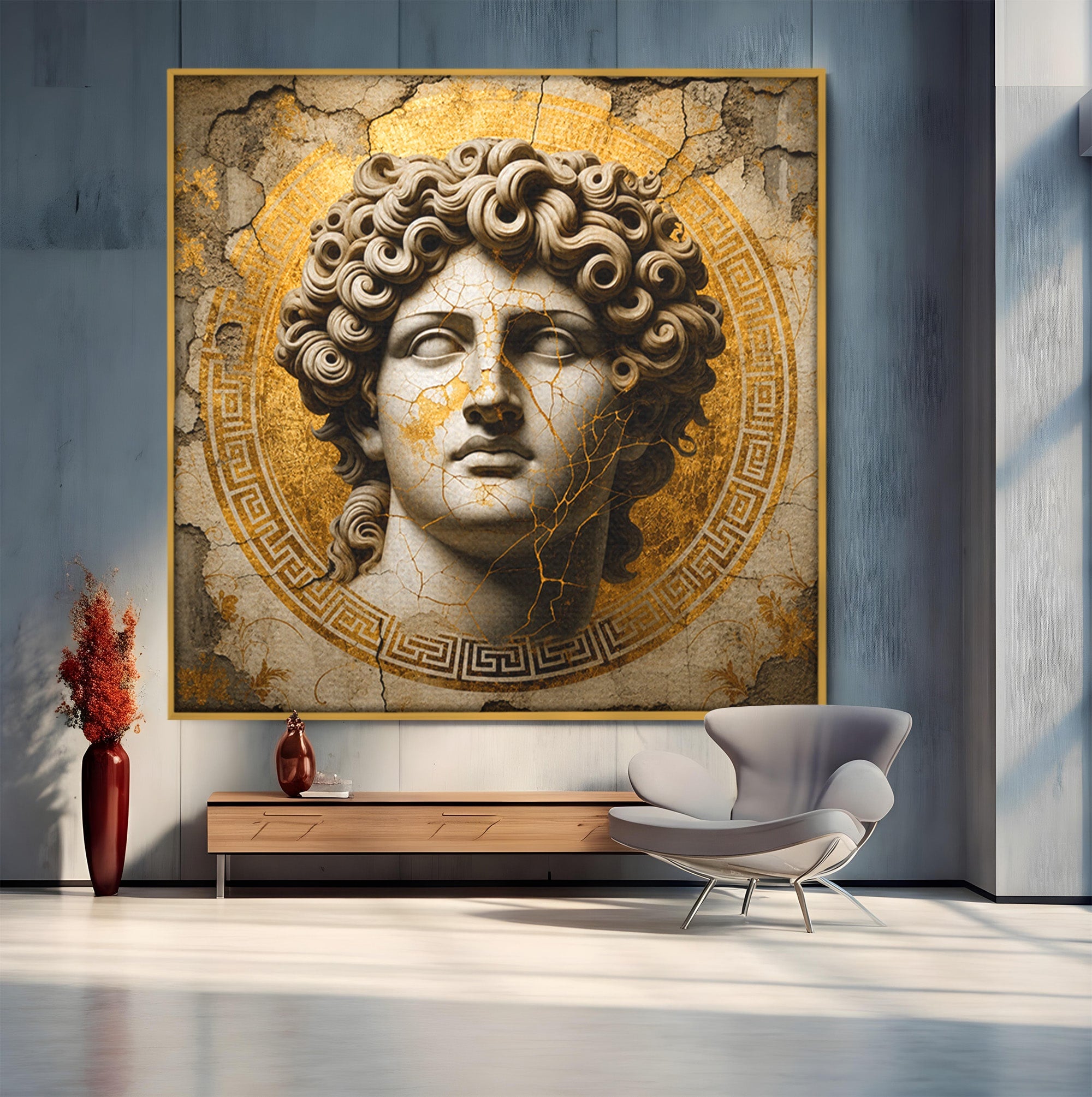 Tablou Canvas Premium LuxCanva® T1011, Bustul Antic, Bust, Antic, Arta Clasica, Textura, Birou, Living, Culori Vibrante