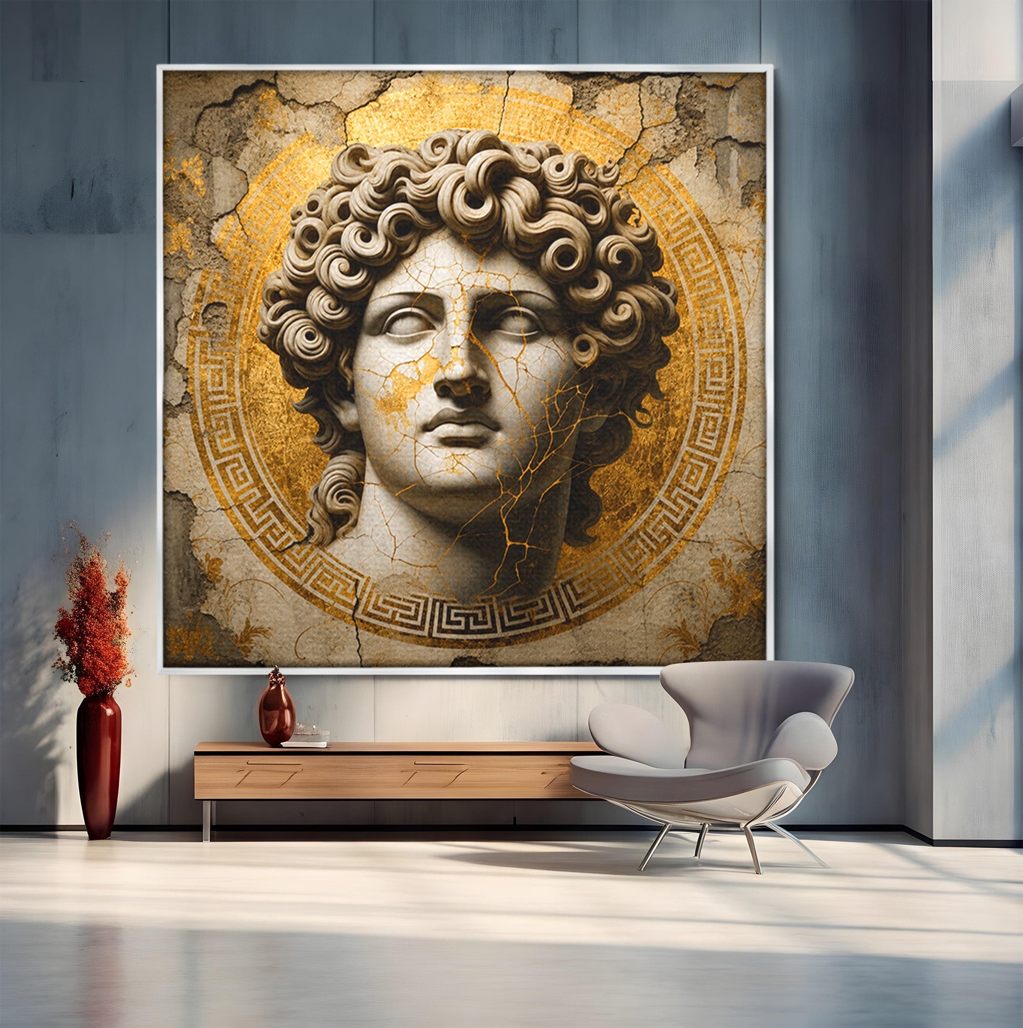 Tablou Canvas Premium LuxCanva® T1011, Bustul Antic, Bust, Antic, Arta Clasica, Textura, Birou, Living, Culori Vibrante