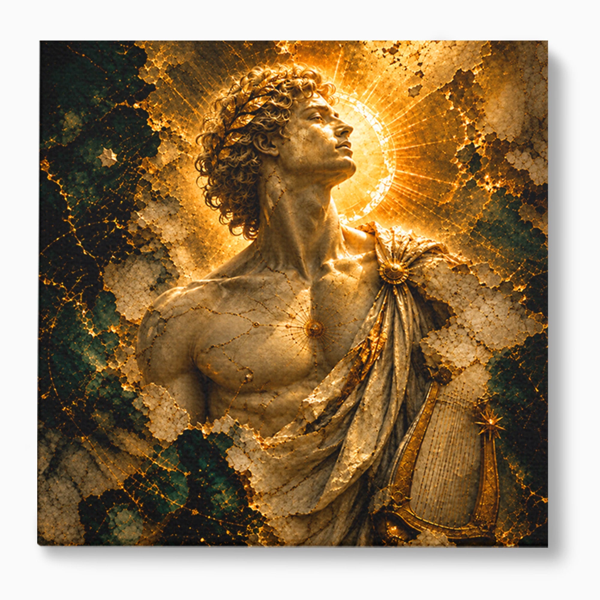 Tablou Canvas Premium LuxCanva® T1012, Aureola Zeului Antic, Zeitate, Antic, Statuie, Lux, Dormitor, Culori Vibrante