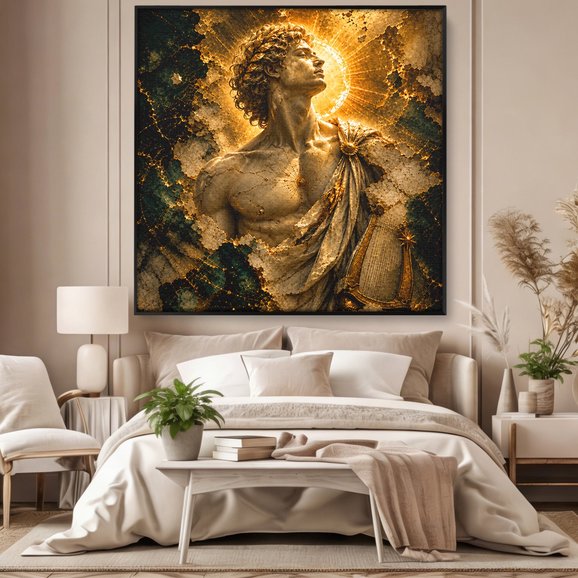 Tablou Canvas Premium LuxCanva® T1012, Aureola Zeului Antic, Zeitate, Antic, Statuie, Lux, Dormitor, Culori Vibrante