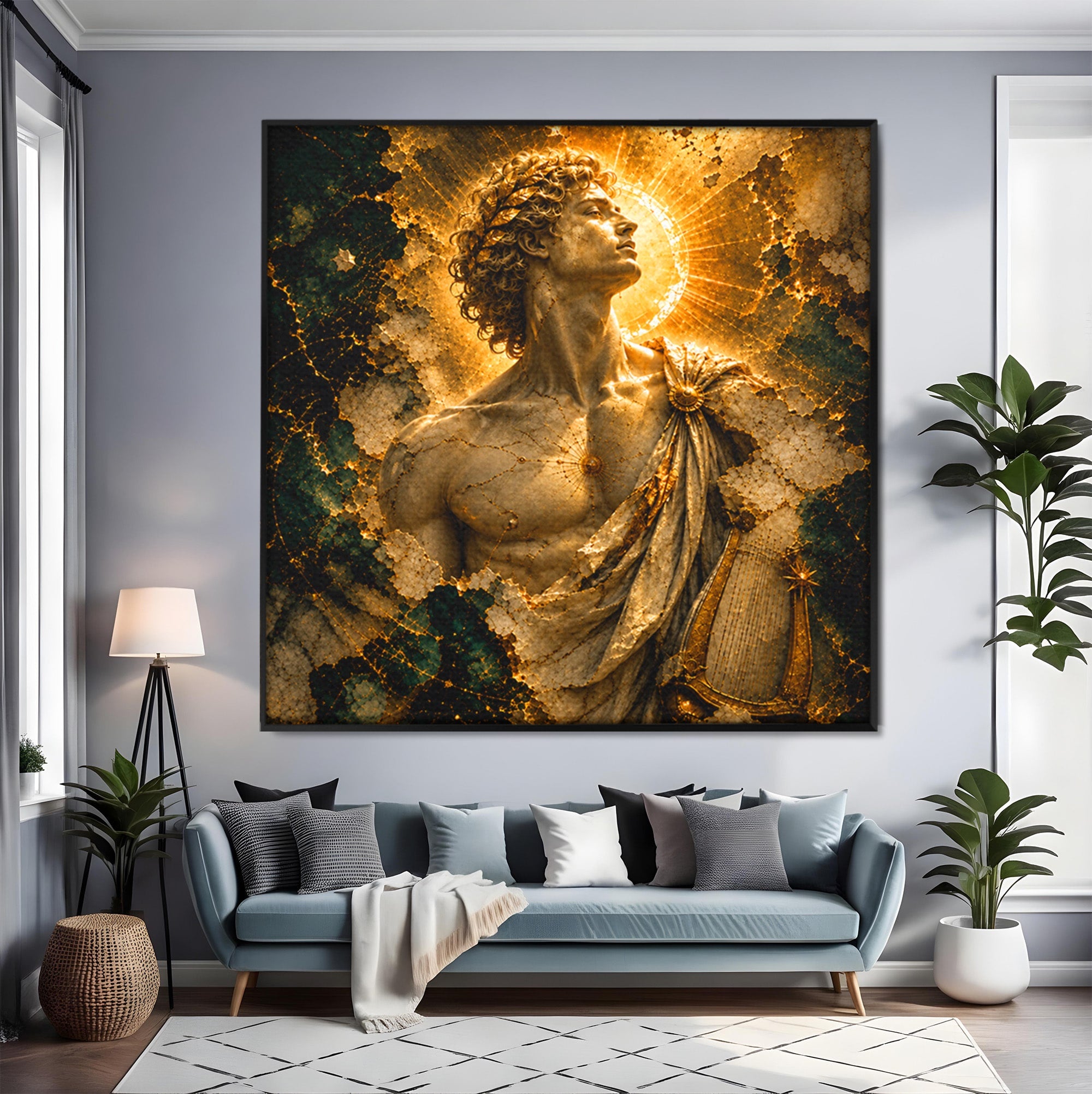 Tablou Canvas Premium LuxCanva® T1012, Aureola Zeului Antic, Zeitate, Antic, Statuie, Lux, Dormitor, Culori Vibrante