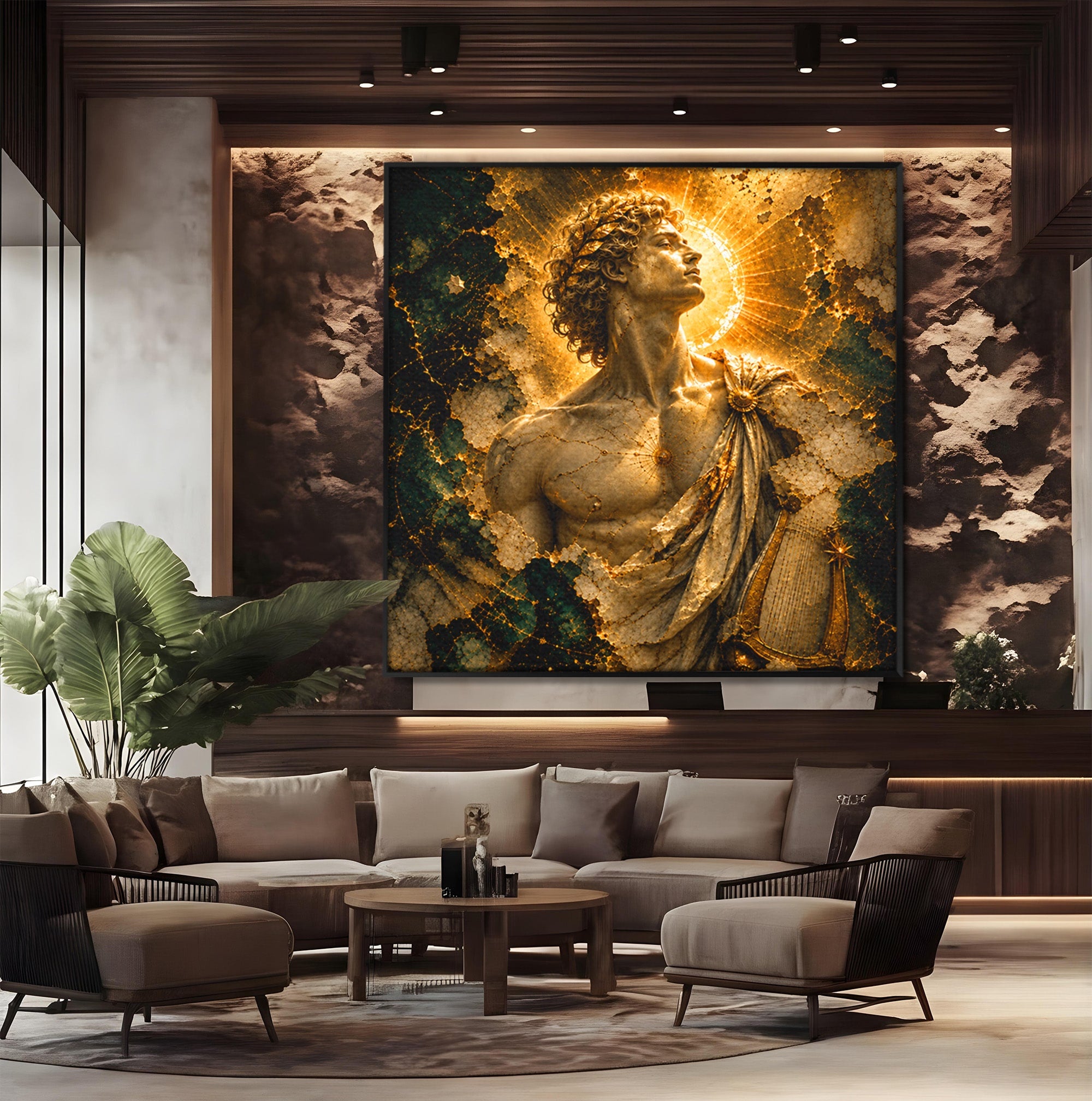 Tablou Canvas Premium LuxCanva® T1012, Aureola Zeului Antic, Zeitate, Antic, Statuie, Lux, Dormitor, Culori Vibrante