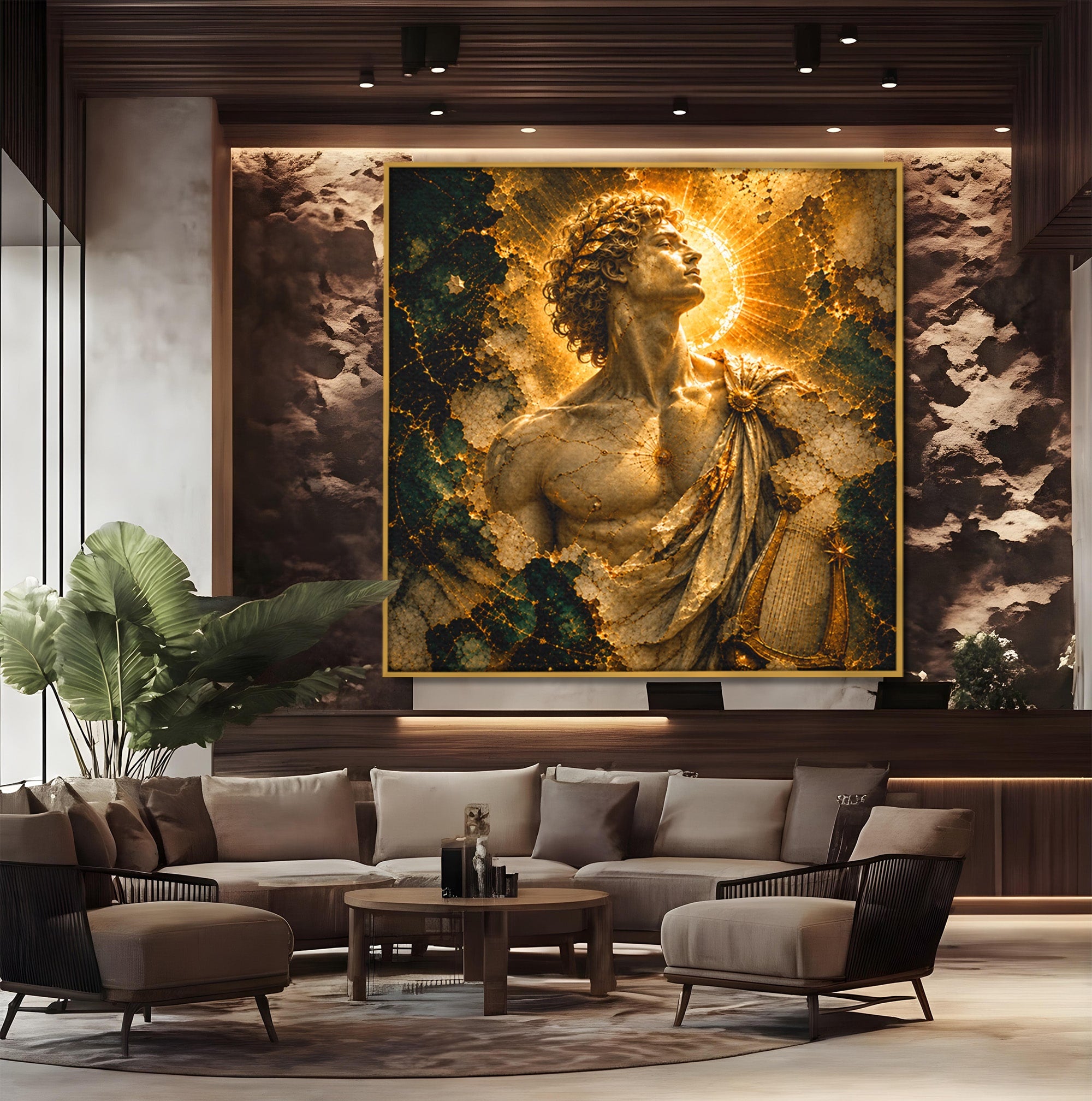 Tablou Canvas Premium LuxCanva® T1012, Aureola Zeului Antic, Zeitate, Antic, Statuie, Lux, Dormitor, Culori Vibrante