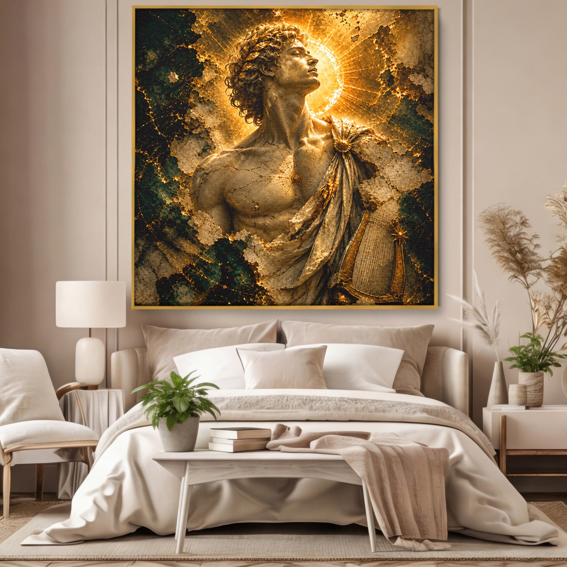 Tablou Canvas Premium LuxCanva® T1012, Aureola Zeului Antic, Zeitate, Antic, Statuie, Lux, Dormitor, Culori Vibrante