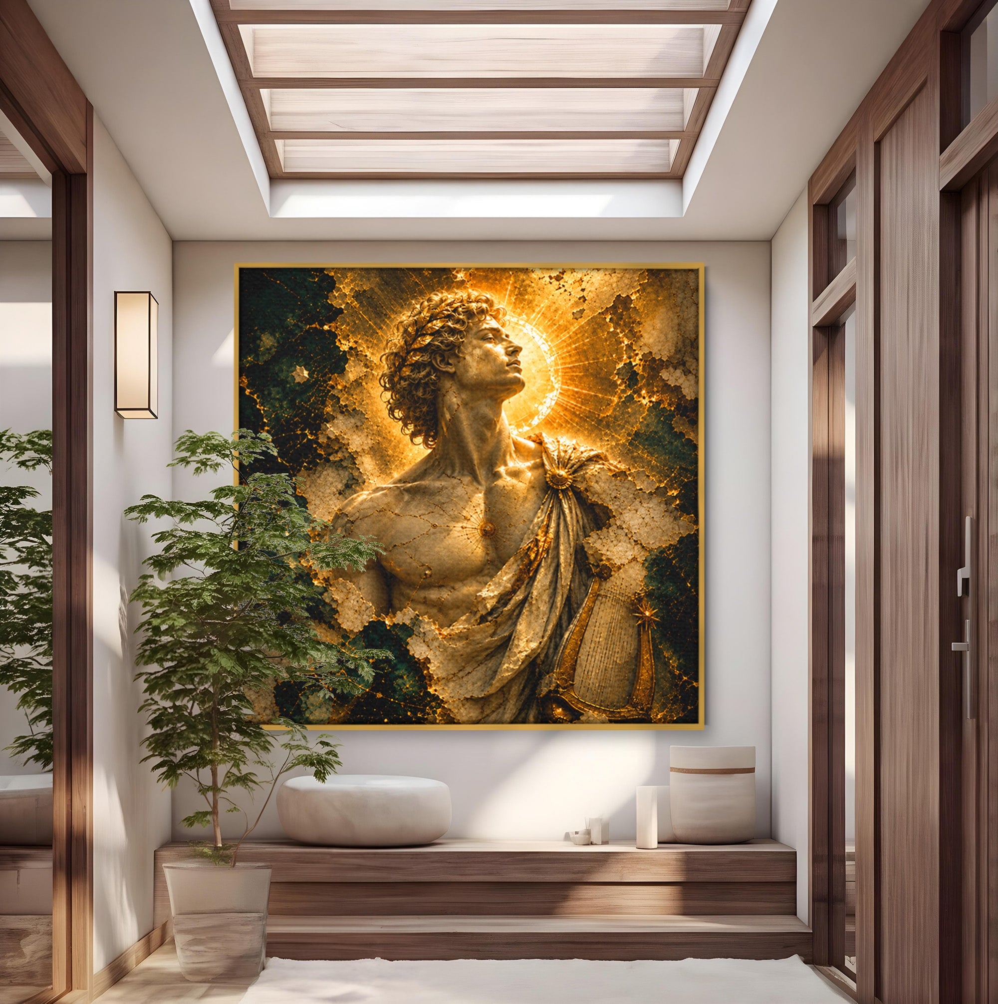 Tablou Canvas Premium LuxCanva® T1012, Aureola Zeului Antic, Zeitate, Antic, Statuie, Lux, Dormitor, Culori Vibrante