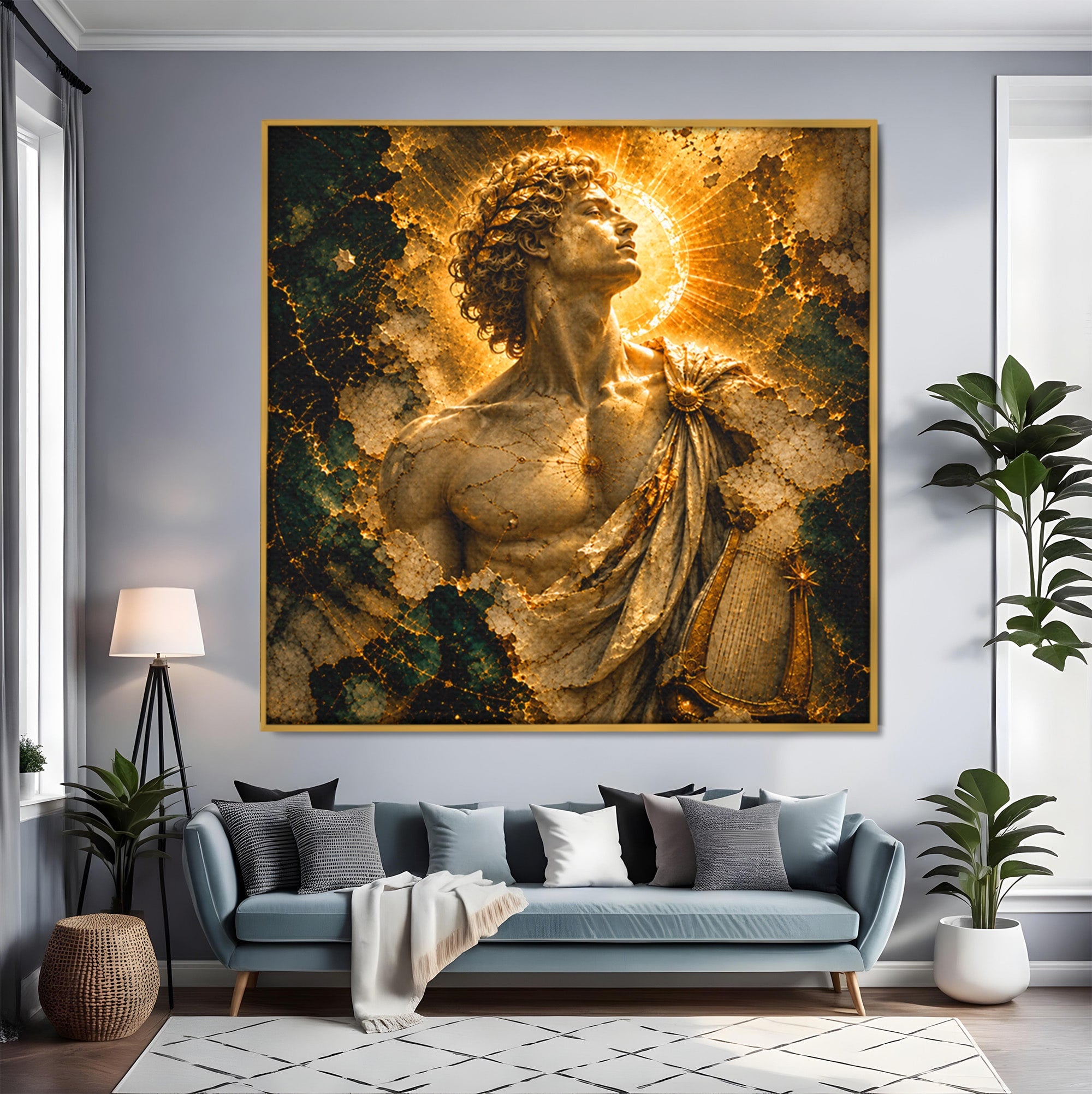 Tablou Canvas Premium LuxCanva® T1012, Aureola Zeului Antic, Zeitate, Antic, Statuie, Lux, Dormitor, Culori Vibrante