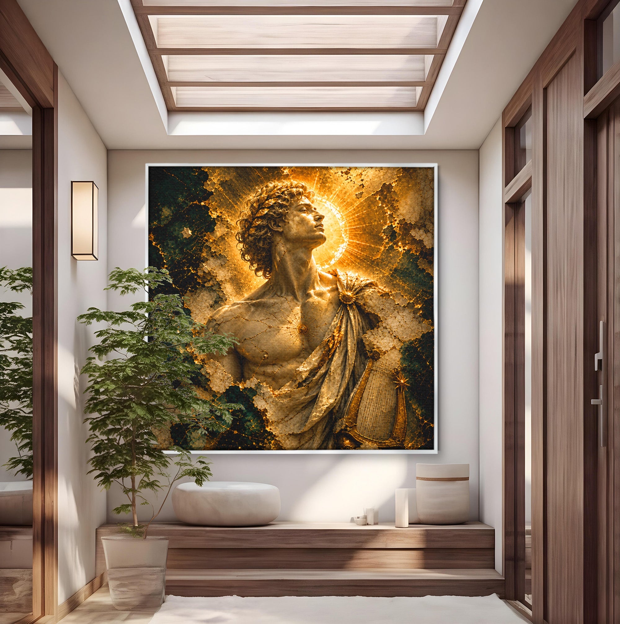 Tablou Canvas Premium LuxCanva® T1012, Aureola Zeului Antic, Zeitate, Antic, Statuie, Lux, Dormitor, Culori Vibrante