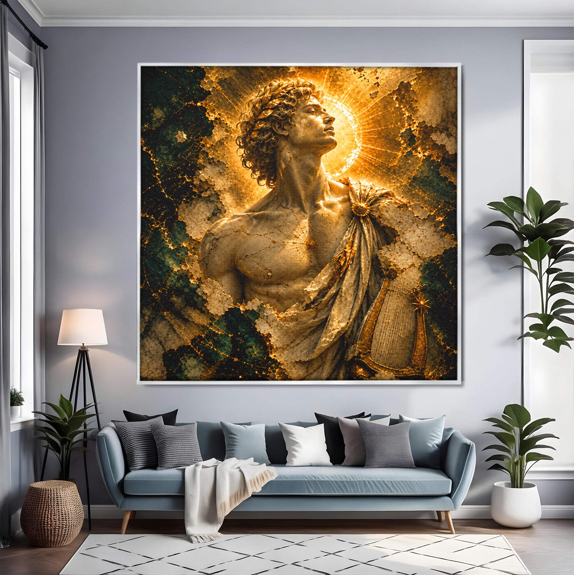 Tablou Canvas Premium LuxCanva® T1012, Aureola Zeului Antic, Zeitate, Antic, Statuie, Lux, Dormitor, Culori Vibrante