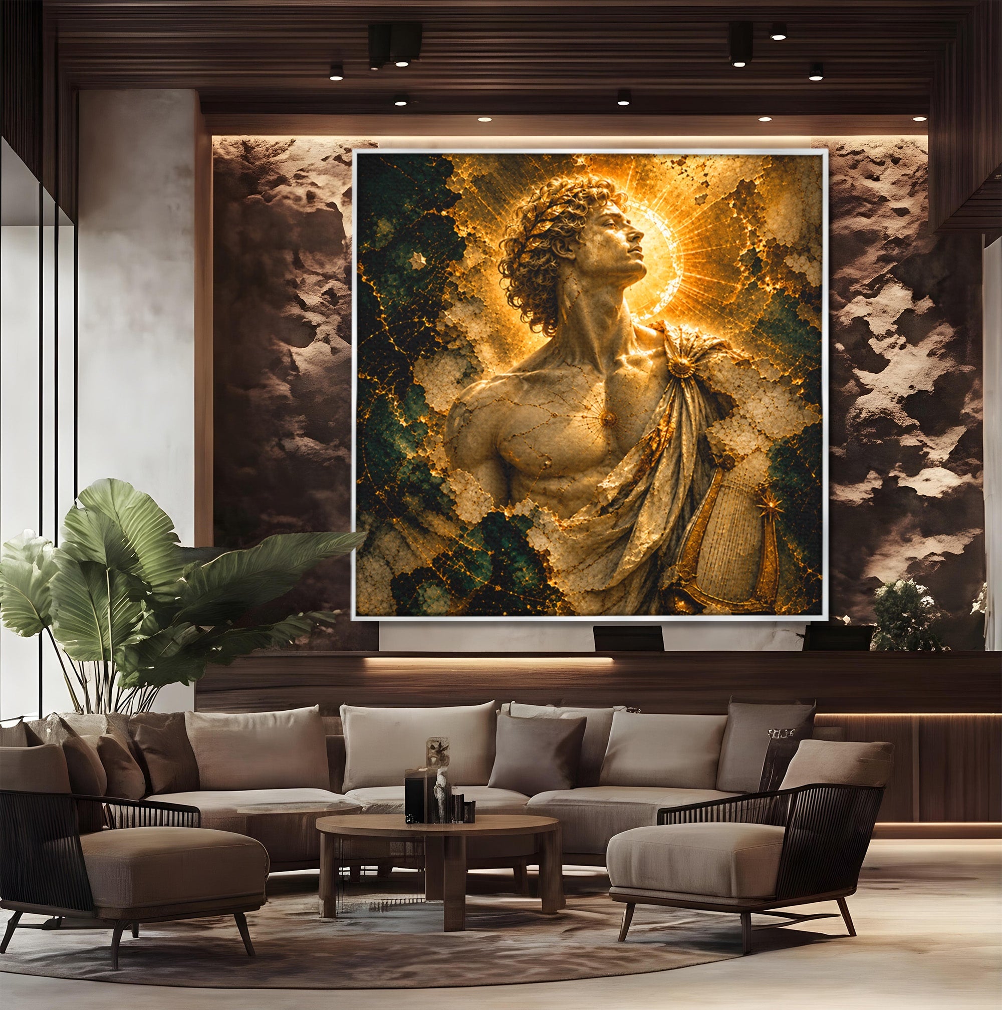 Tablou Canvas Premium LuxCanva® T1012, Aureola Zeului Antic, Zeitate, Antic, Statuie, Lux, Dormitor, Culori Vibrante