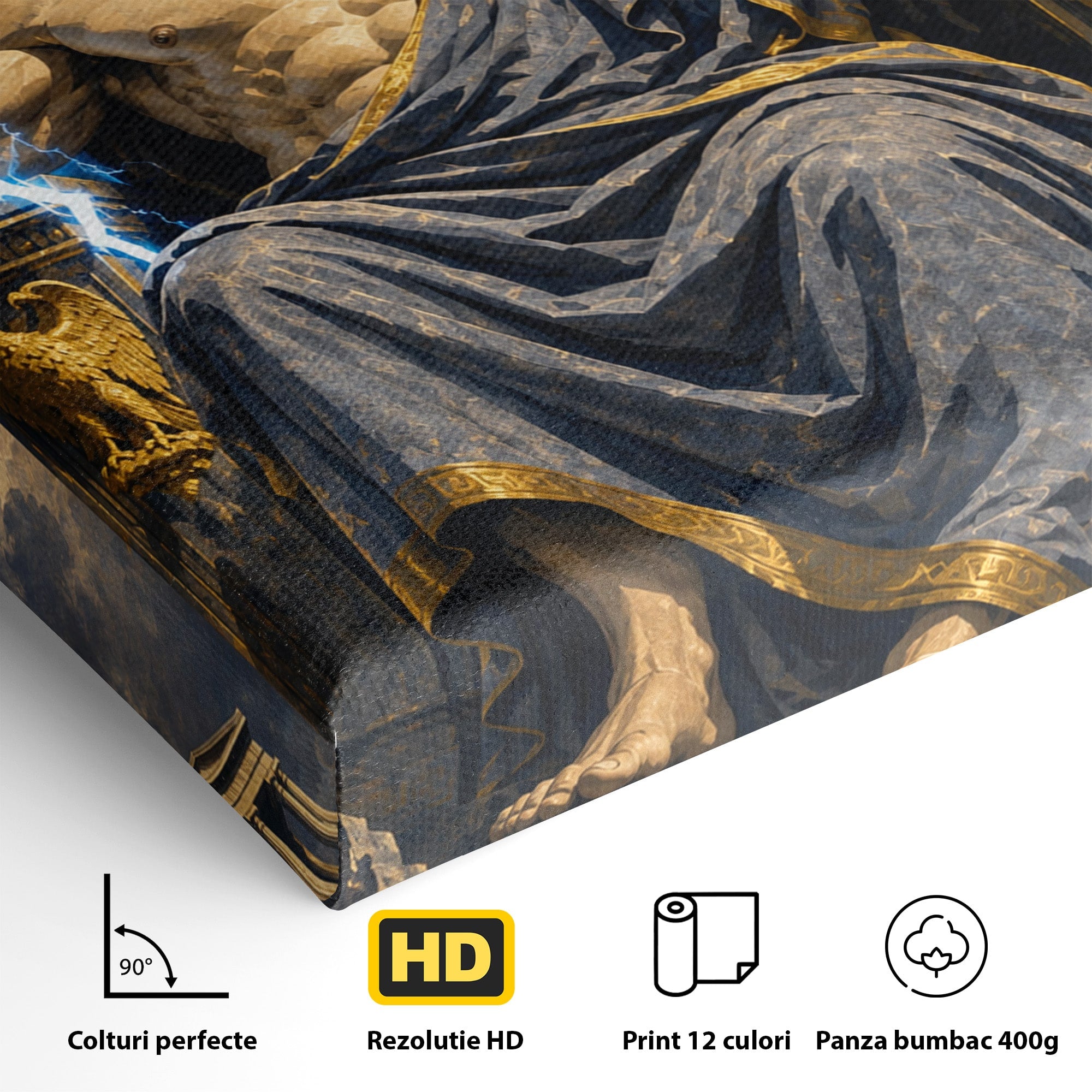 Tablou Canvas Premium LuxCanva® T1014, Zeus Stapanul Fulgerelor, Zeus, Mitologie, Fulger, Putere, Living, Dormitor, Culori Vibrante