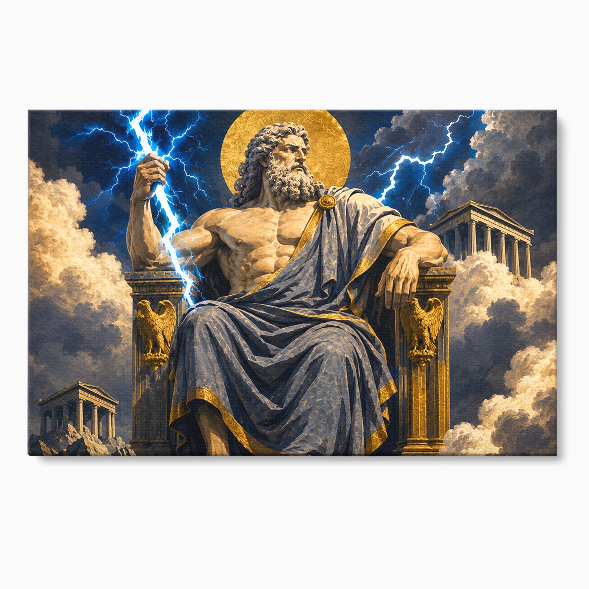 Tablou Canvas Premium LuxCanva® T1014, Zeus Stapanul Fulgerelor, Zeus, Mitologie, Fulger, Putere, Living, Dormitor, Culori Vibrante