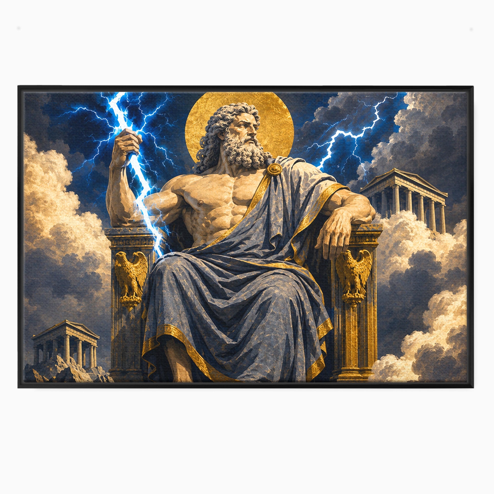Tablou Canvas Premium LuxCanva® T1014, Zeus Stapanul Fulgerelor, Zeus, Mitologie, Fulger, Putere, Living, Dormitor, Culori Vibrante