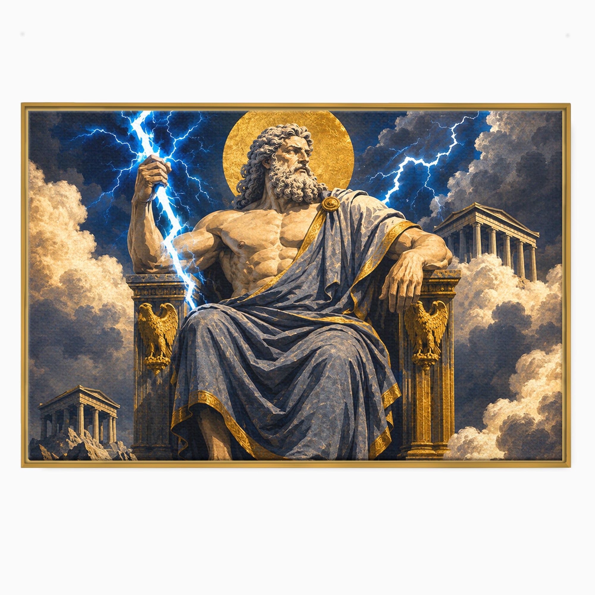 Tablou Canvas Premium LuxCanva® T1014, Zeus Stapanul Fulgerelor, Zeus, Mitologie, Fulger, Putere, Living, Dormitor, Culori Vibrante