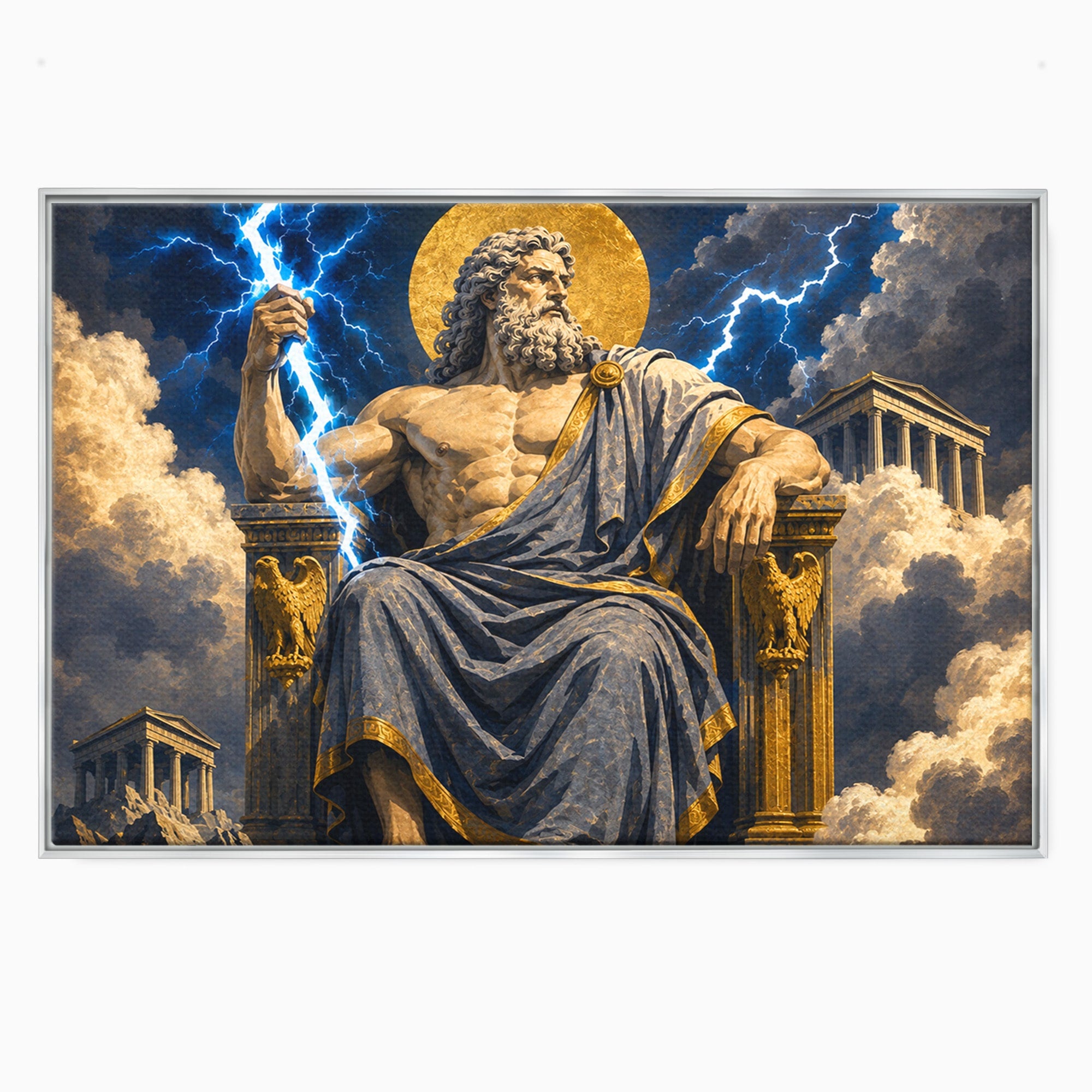 Tablou Canvas Premium LuxCanva® T1014, Zeus Stapanul Fulgerelor, Zeus, Mitologie, Fulger, Putere, Living, Dormitor, Culori Vibrante