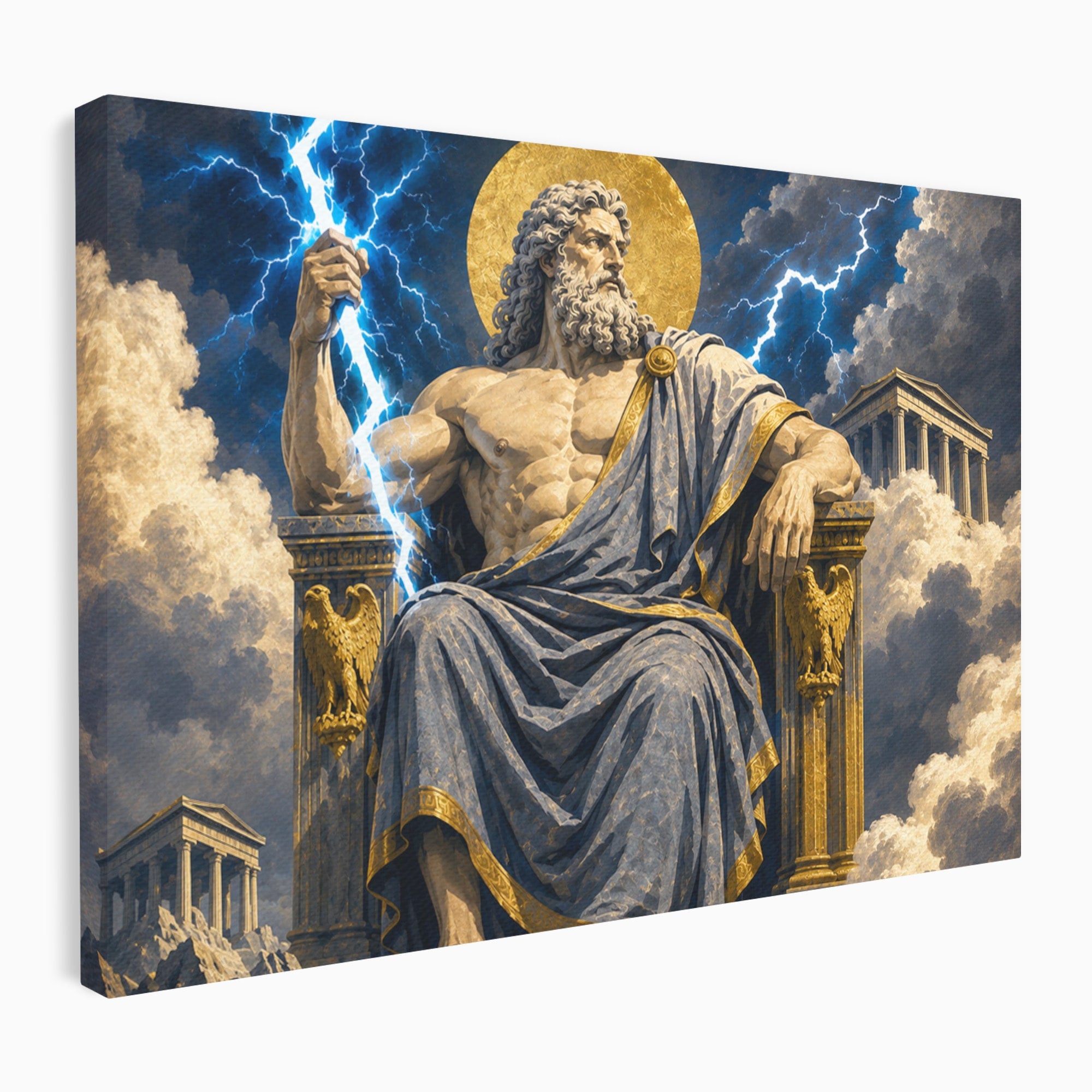 Tablou Canvas Premium LuxCanva® T1014, Zeus Stapanul Fulgerelor, Zeus, Mitologie, Fulger, Putere, Living, Dormitor, Culori Vibrante