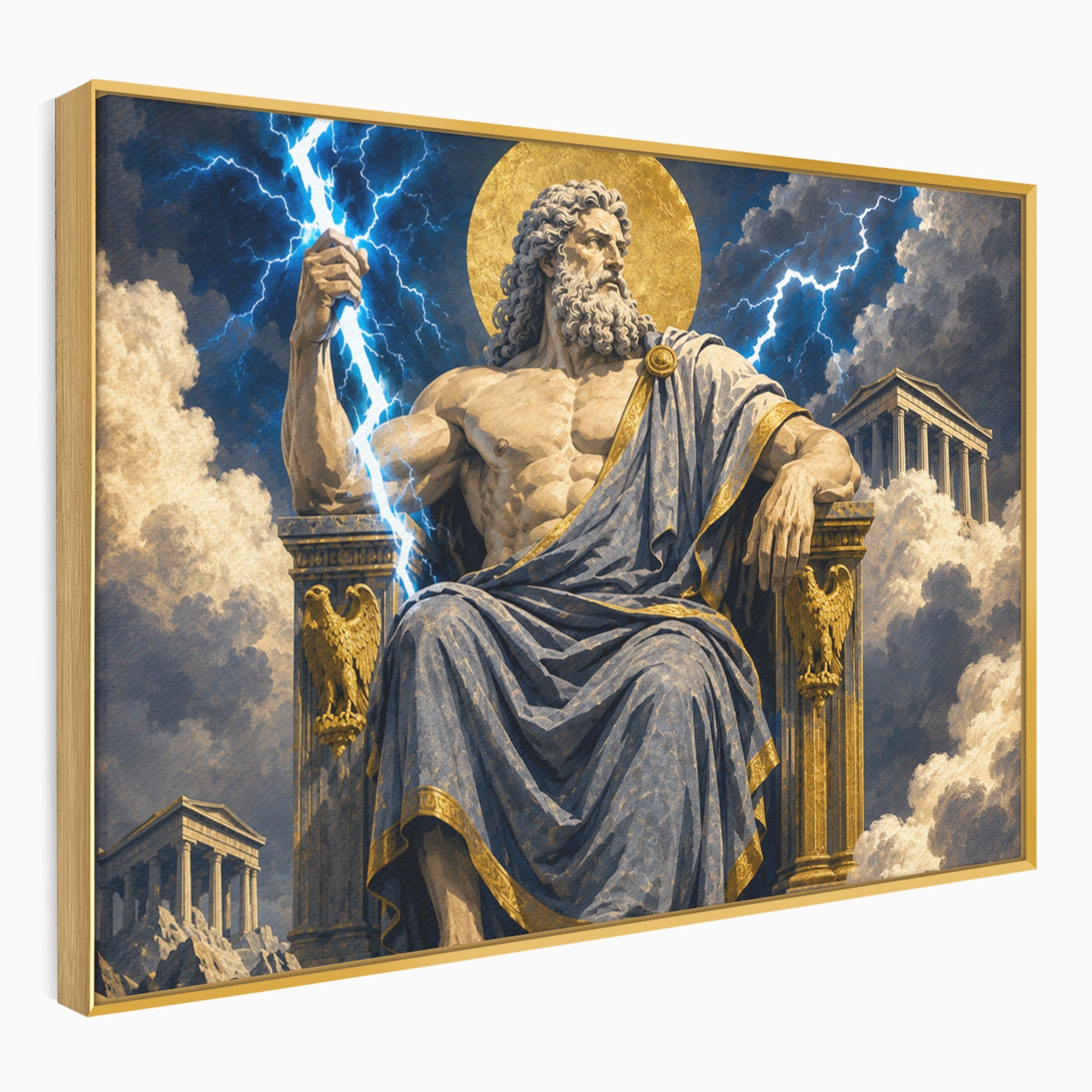 Tablou Canvas Premium LuxCanva® T1014, Zeus Stapanul Fulgerelor, Zeus, Mitologie, Fulger, Putere, Living, Dormitor, Culori Vibrante