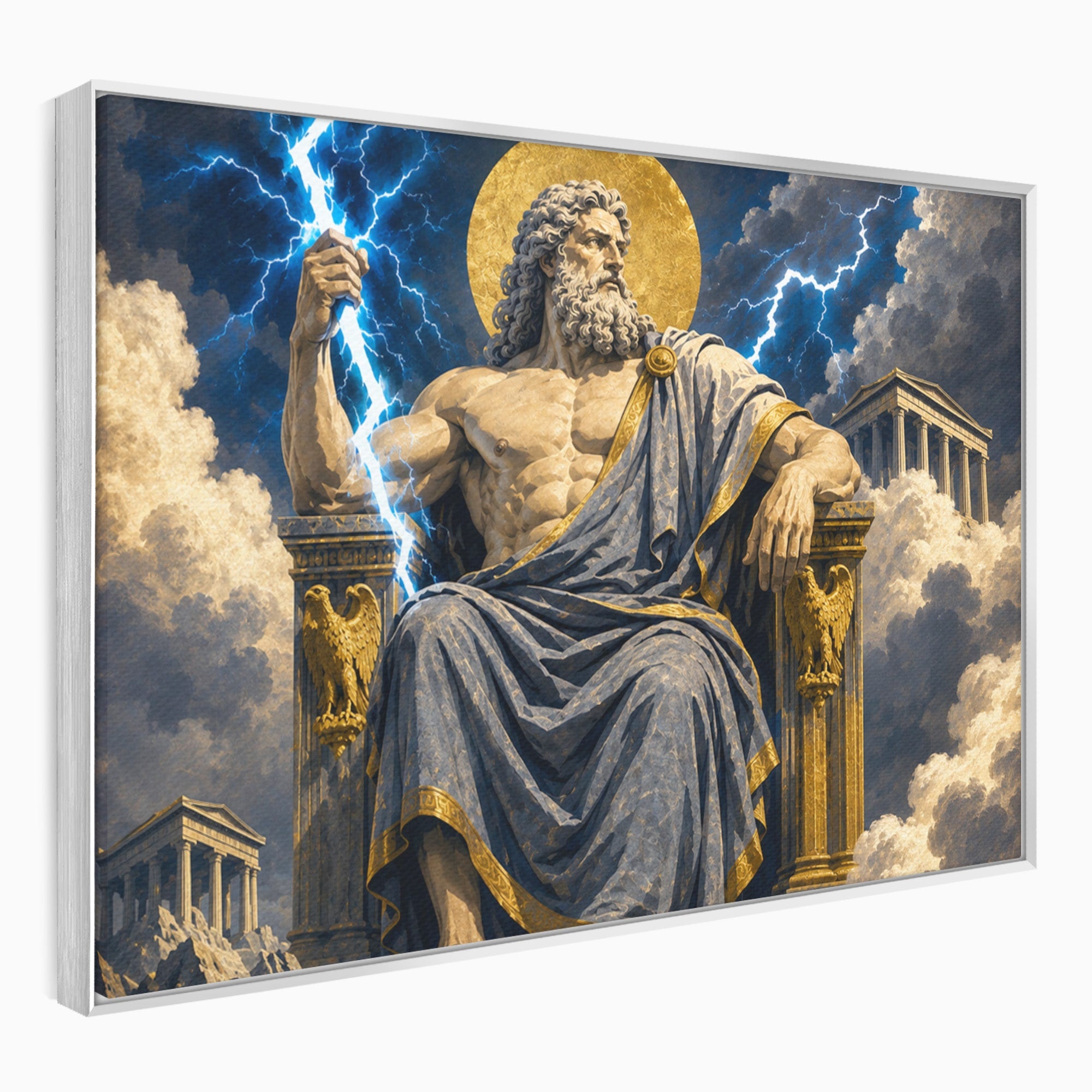 Tablou Canvas Premium LuxCanva® T1014, Zeus Stapanul Fulgerelor, Zeus, Mitologie, Fulger, Putere, Living, Dormitor, Culori Vibrante