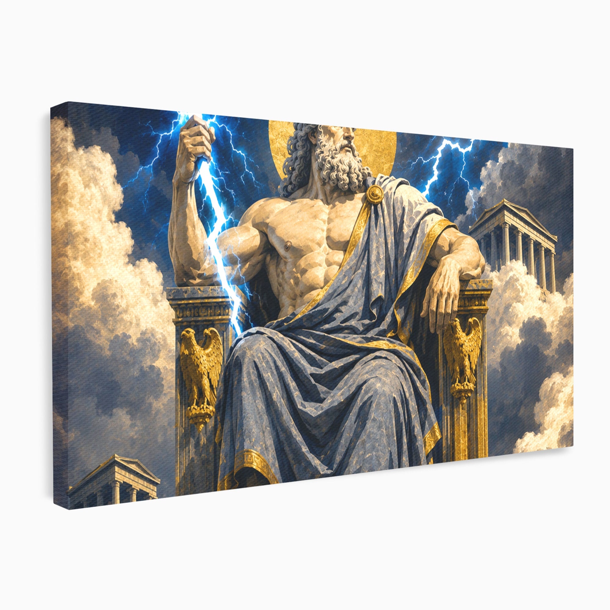 Tablou Canvas Premium LuxCanva® T1014, Zeus Stapanul Fulgerelor, Zeus, Mitologie, Fulger, Putere, Living, Dormitor, Culori Vibrante