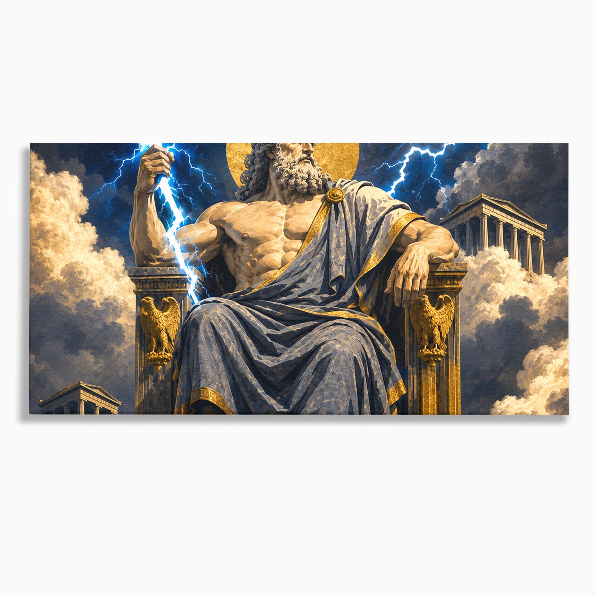 Tablou Canvas Premium LuxCanva® T1014, Zeus Stapanul Fulgerelor, Zeus, Mitologie, Fulger, Putere, Living, Dormitor, Culori Vibrante