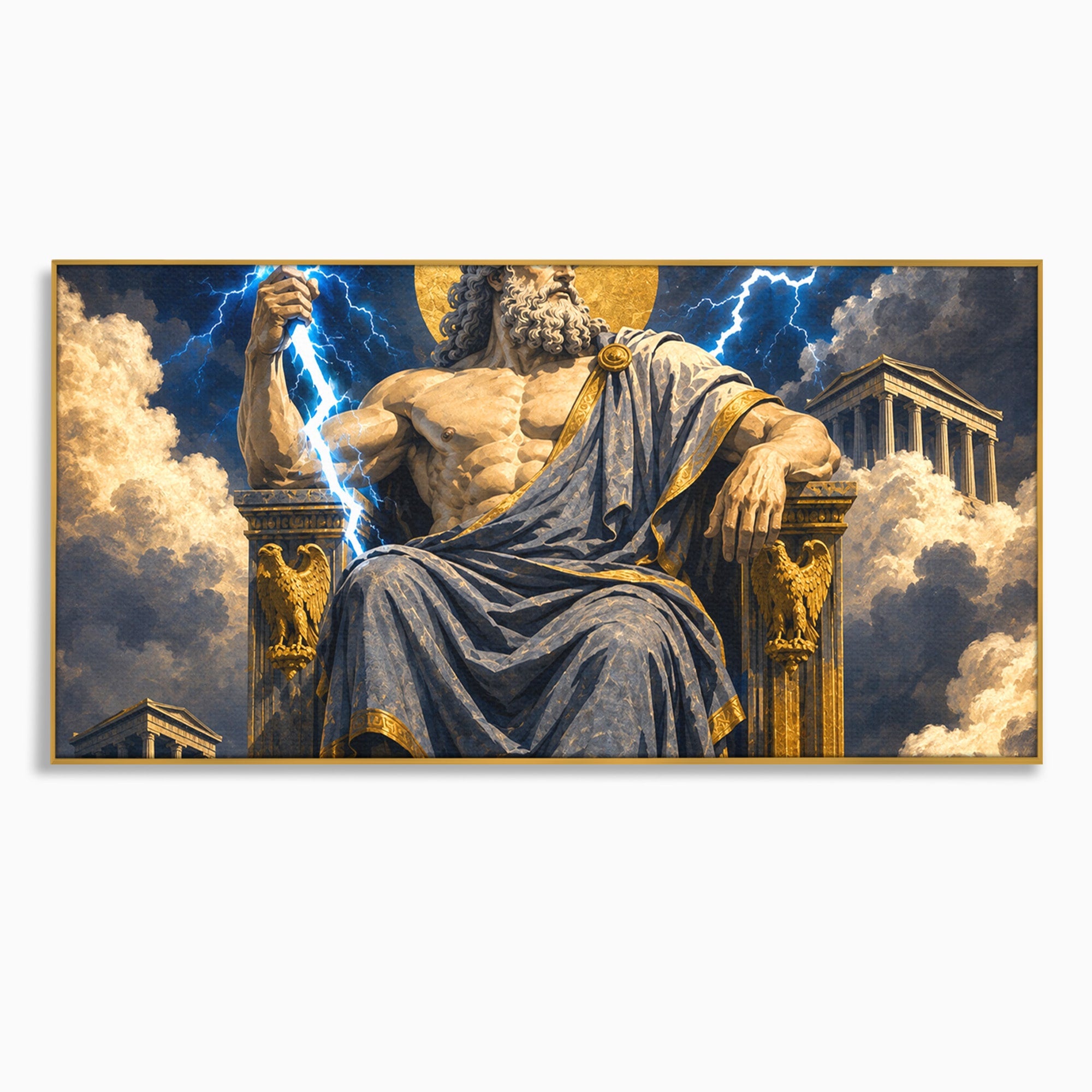 Tablou Canvas Premium LuxCanva® T1014, Zeus Stapanul Fulgerelor, Zeus, Mitologie, Fulger, Putere, Living, Dormitor, Culori Vibrante