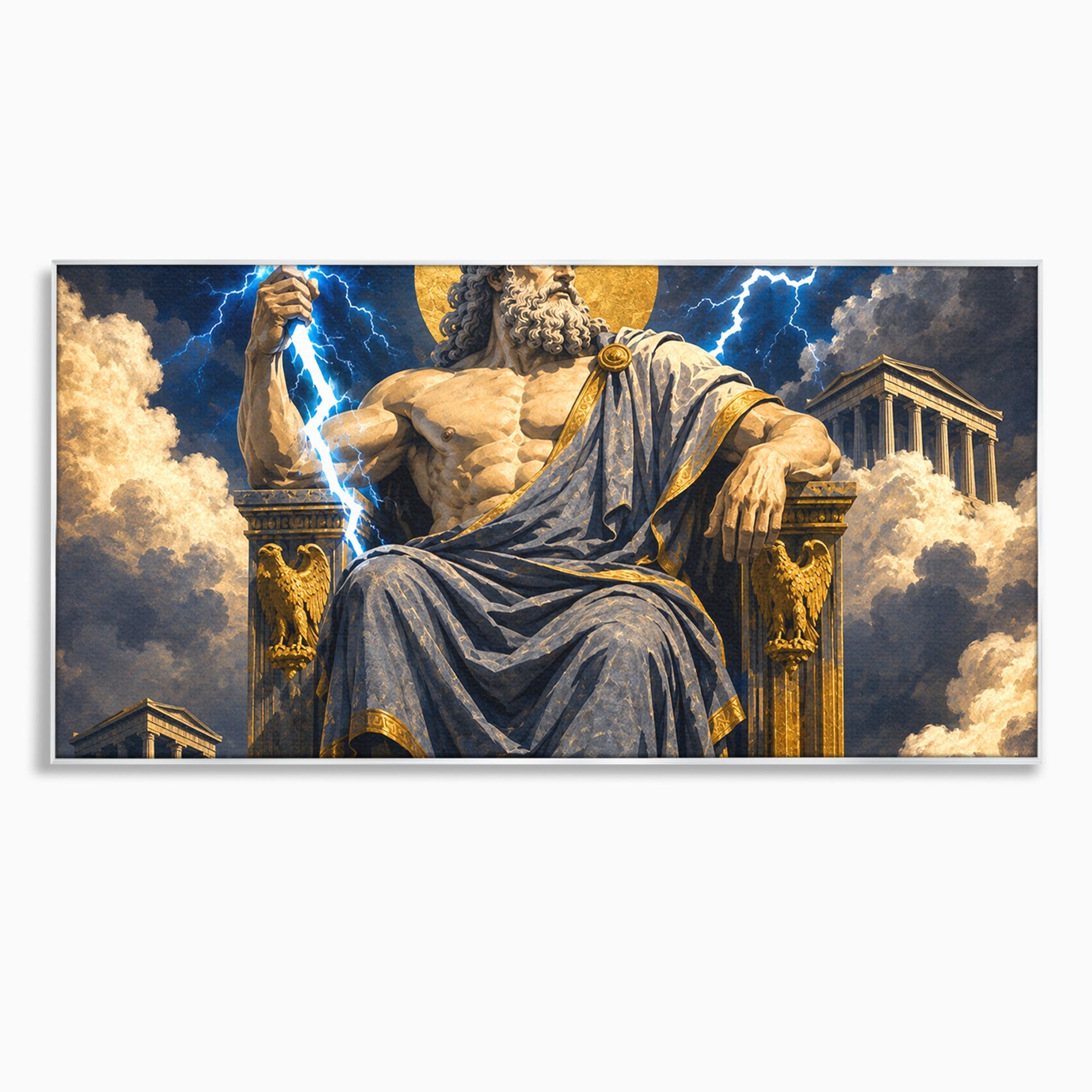 Tablou Canvas Premium LuxCanva® T1014, Zeus Stapanul Fulgerelor, Zeus, Mitologie, Fulger, Putere, Living, Dormitor, Culori Vibrante