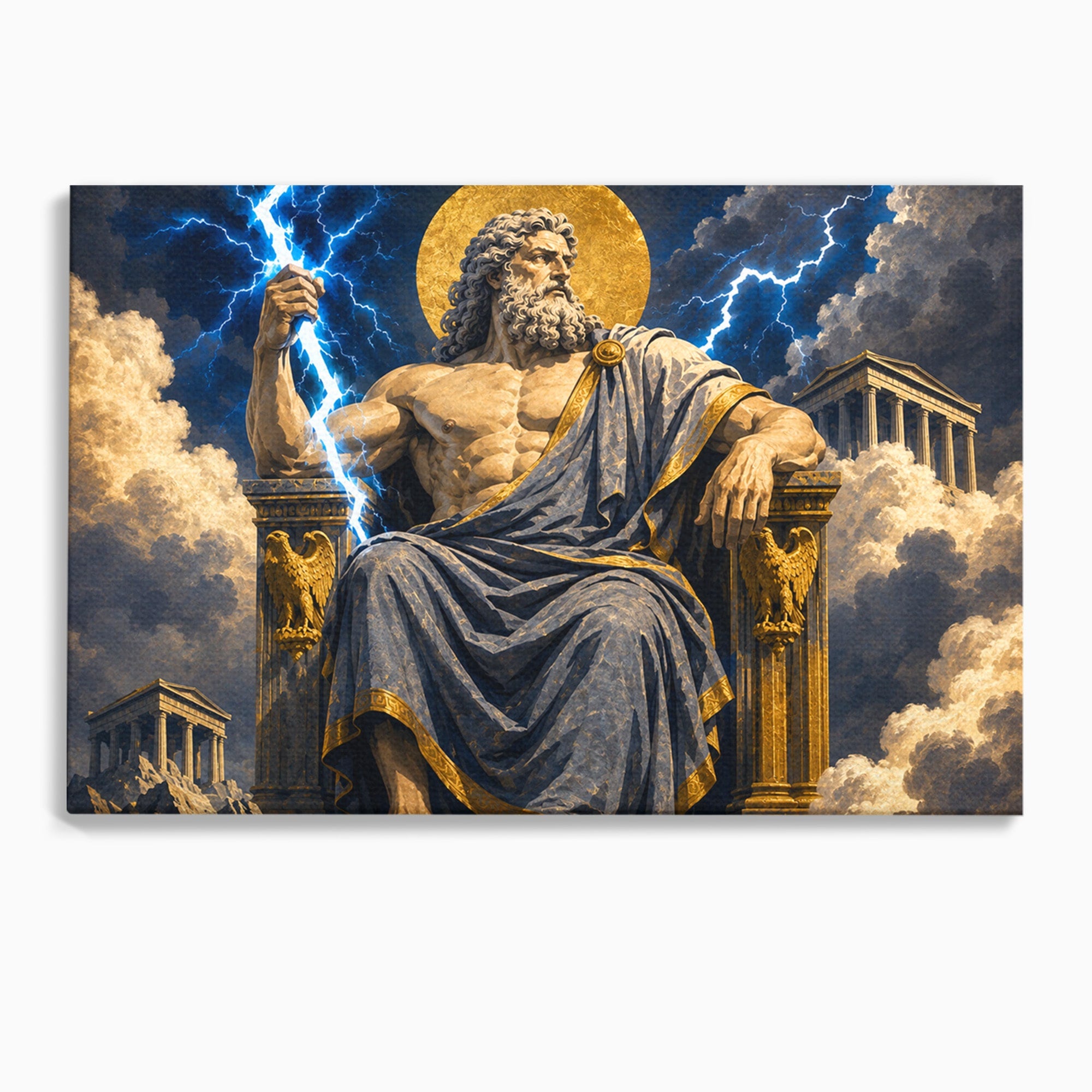 Tablou Canvas Premium LuxCanva® T1014, Zeus Stapanul Fulgerelor, Zeus, Mitologie, Fulger, Putere, Living, Dormitor, Culori Vibrante