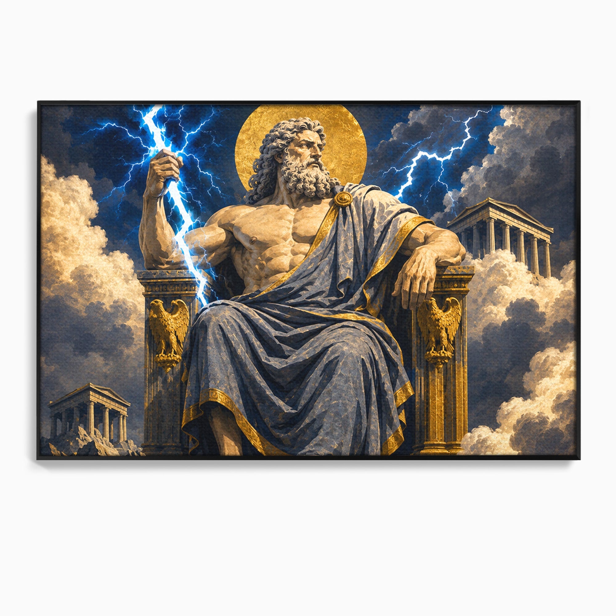 Tablou Canvas Premium LuxCanva® T1014, Zeus Stapanul Fulgerelor, Zeus, Mitologie, Fulger, Putere, Living, Dormitor, Culori Vibrante