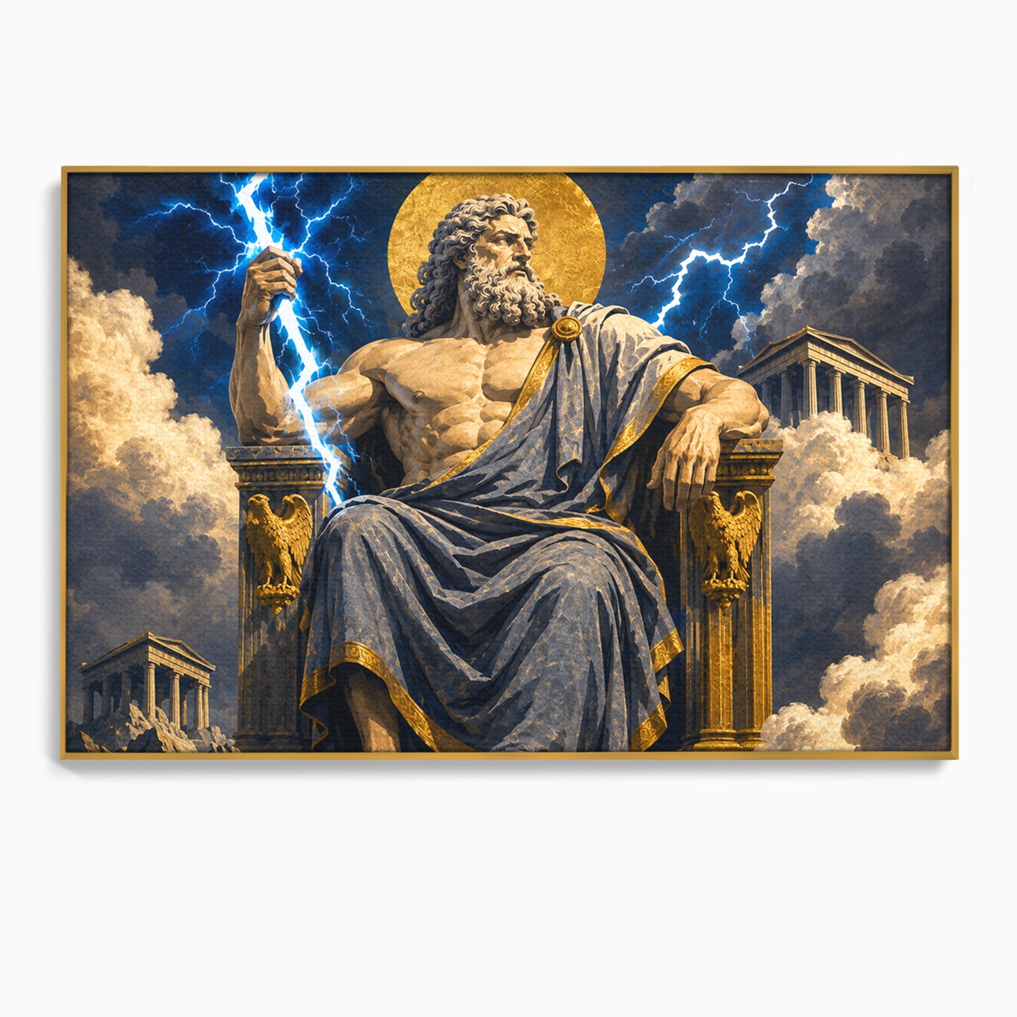 Tablou Canvas Premium LuxCanva® T1014, Zeus Stapanul Fulgerelor, Zeus, Mitologie, Fulger, Putere, Living, Dormitor, Culori Vibrante