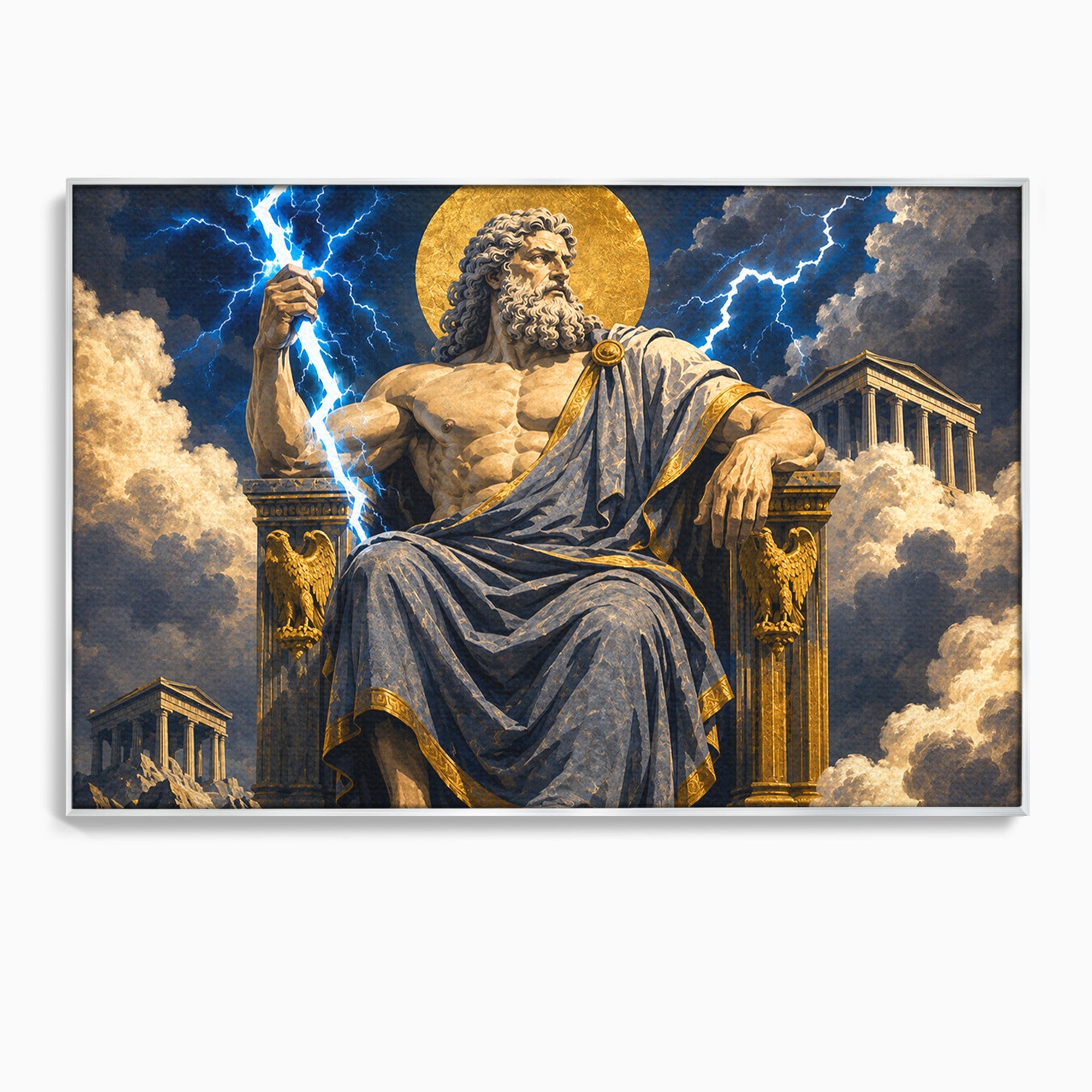 Tablou Canvas Premium LuxCanva® T1014, Zeus Stapanul Fulgerelor, Zeus, Mitologie, Fulger, Putere, Living, Dormitor, Culori Vibrante