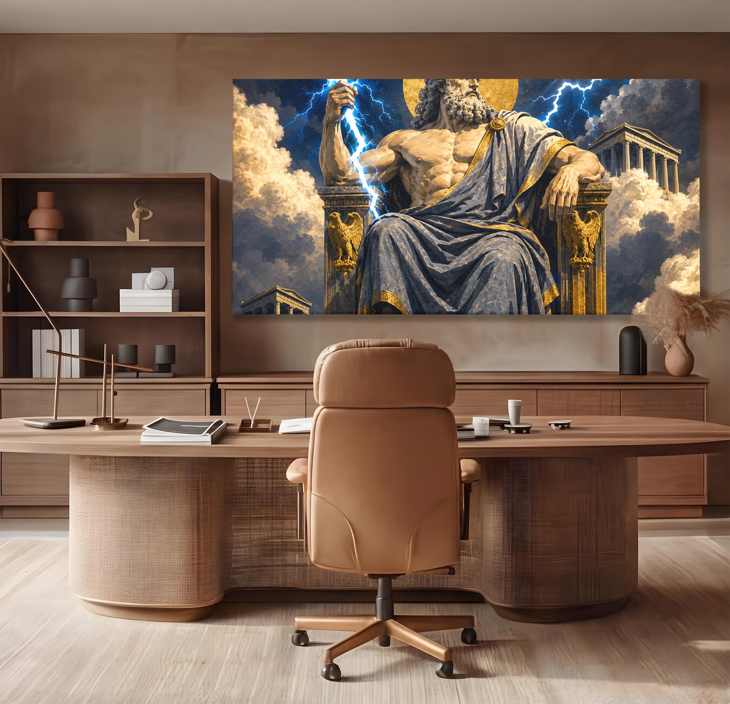 Tablou Canvas Premium LuxCanva® T1014, Zeus Stapanul Fulgerelor, Zeus, Mitologie, Fulger, Putere, Living, Dormitor, Culori Vibrante
