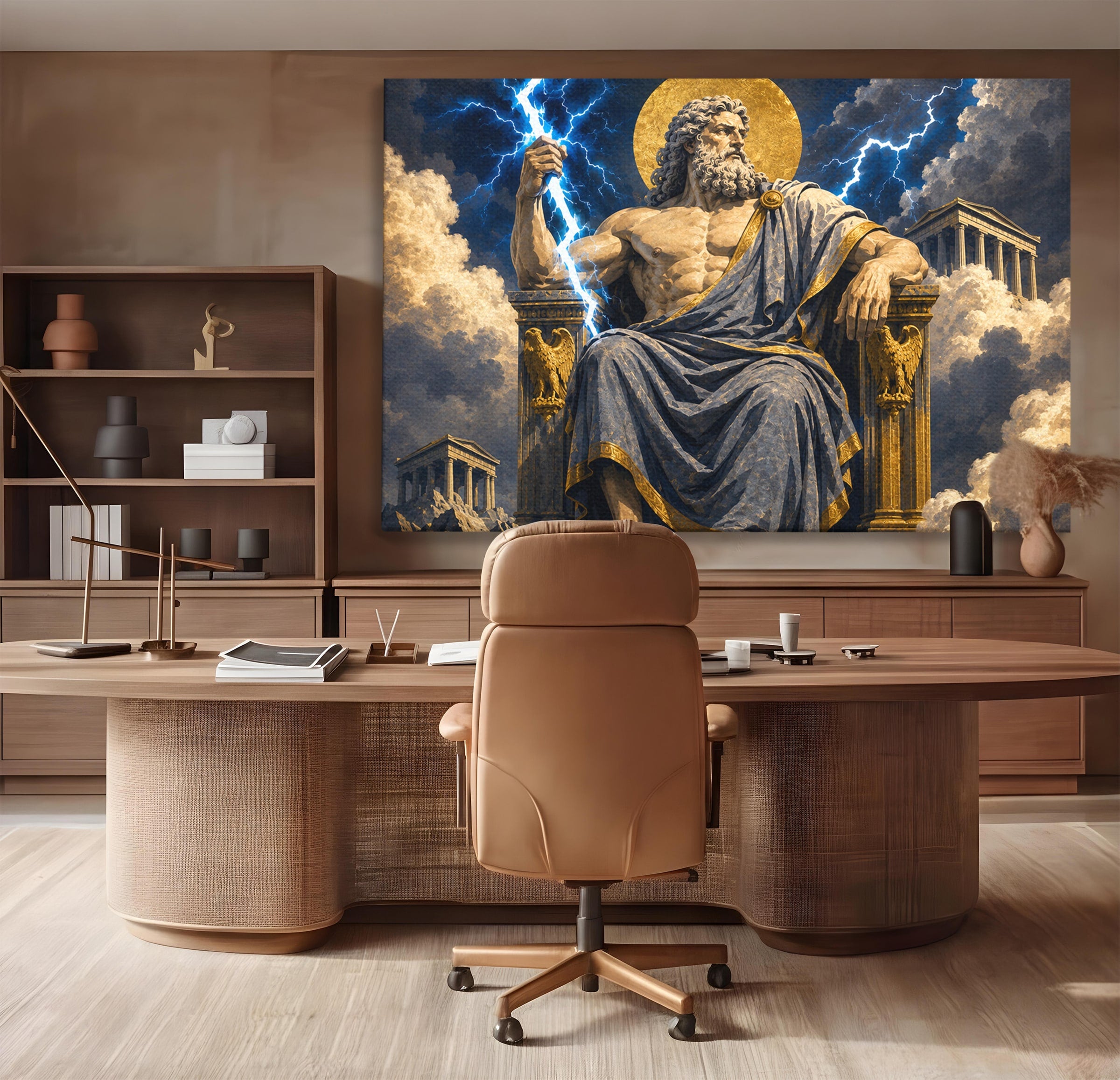 Tablou Canvas Premium LuxCanva® T1014, Zeus Stapanul Fulgerelor, Zeus, Mitologie, Fulger, Putere, Living, Dormitor, Culori Vibrante