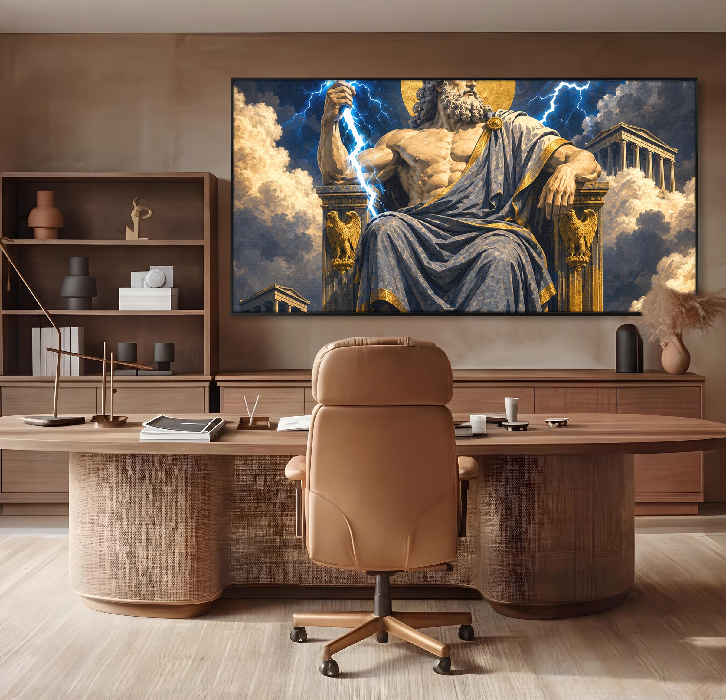 Tablou Canvas Premium LuxCanva® T1014, Zeus Stapanul Fulgerelor, Zeus, Mitologie, Fulger, Putere, Living, Dormitor, Culori Vibrante