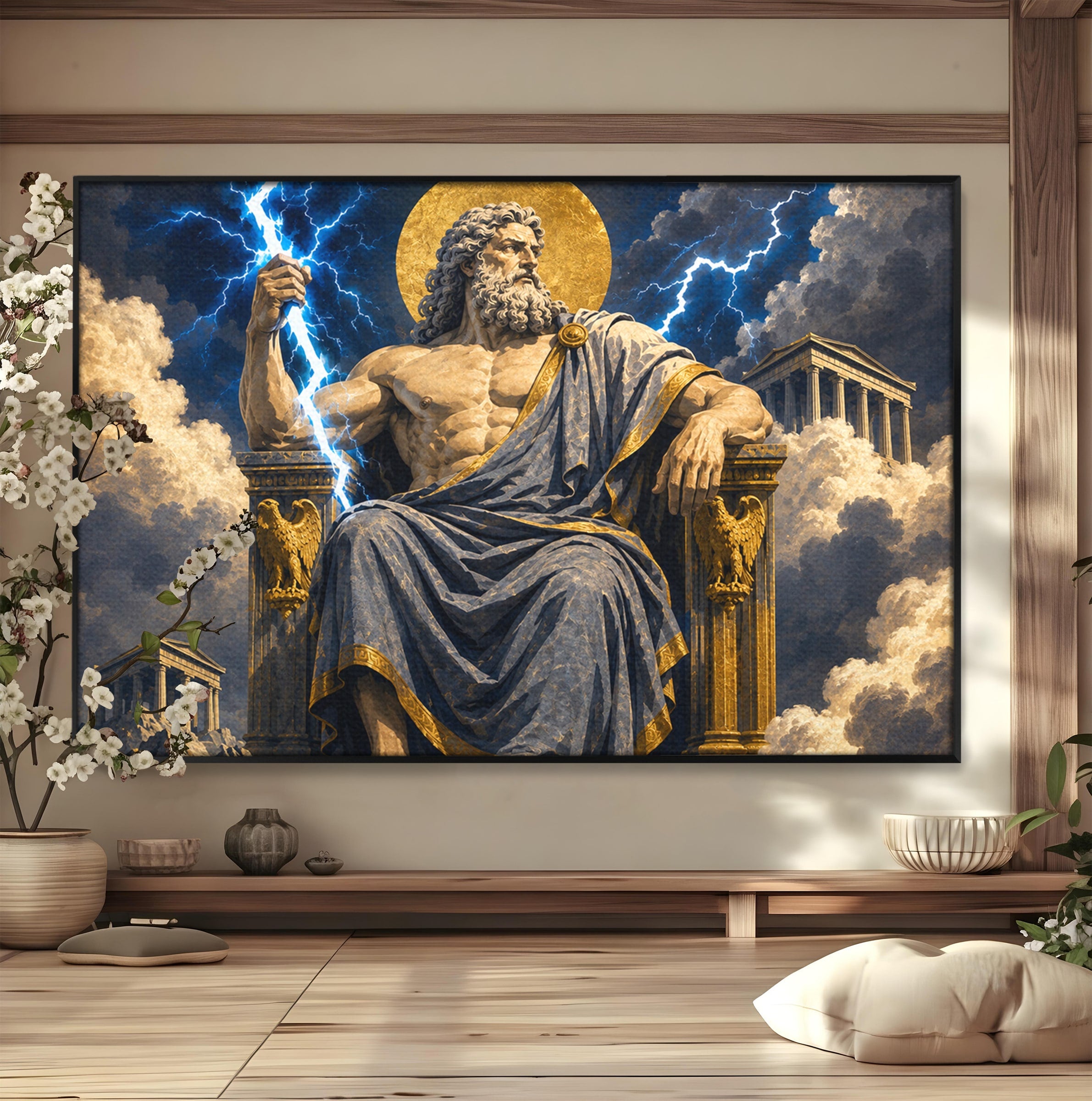 Tablou Canvas Premium LuxCanva® T1014, Zeus Stapanul Fulgerelor, Zeus, Mitologie, Fulger, Putere, Living, Dormitor, Culori Vibrante