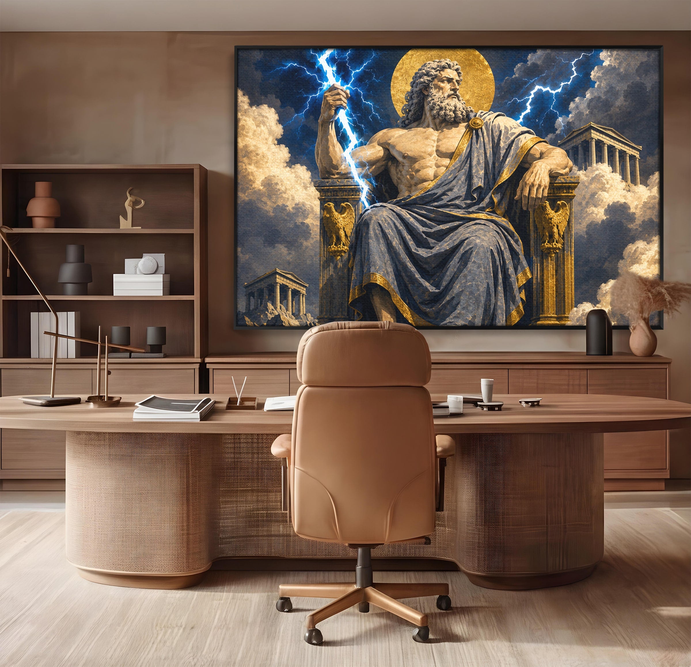 Tablou Canvas Premium LuxCanva® T1014, Zeus Stapanul Fulgerelor, Zeus, Mitologie, Fulger, Putere, Living, Dormitor, Culori Vibrante