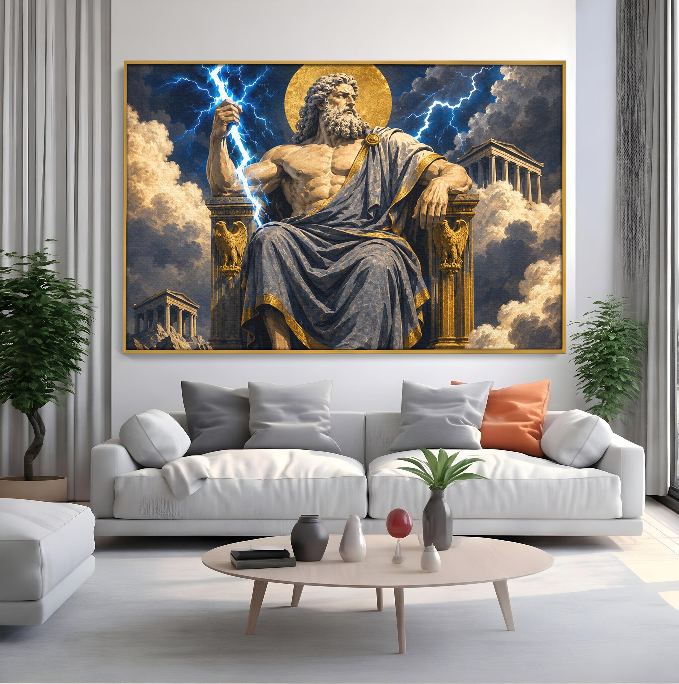 Tablou Canvas Premium LuxCanva® T1014, Zeus Stapanul Fulgerelor, Zeus, Mitologie, Fulger, Putere, Living, Dormitor, Culori Vibrante