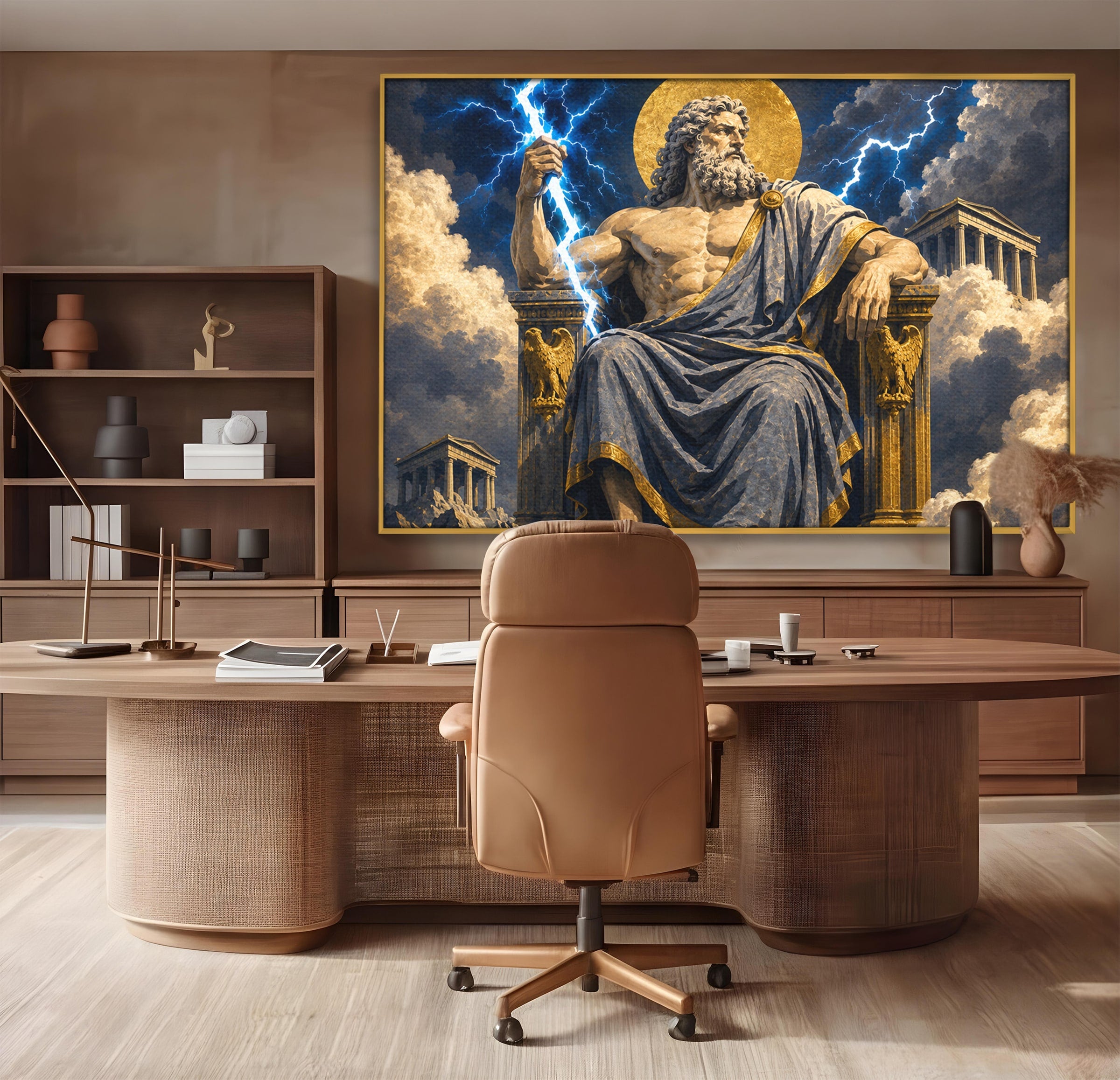 Tablou Canvas Premium LuxCanva® T1014, Zeus Stapanul Fulgerelor, Zeus, Mitologie, Fulger, Putere, Living, Dormitor, Culori Vibrante